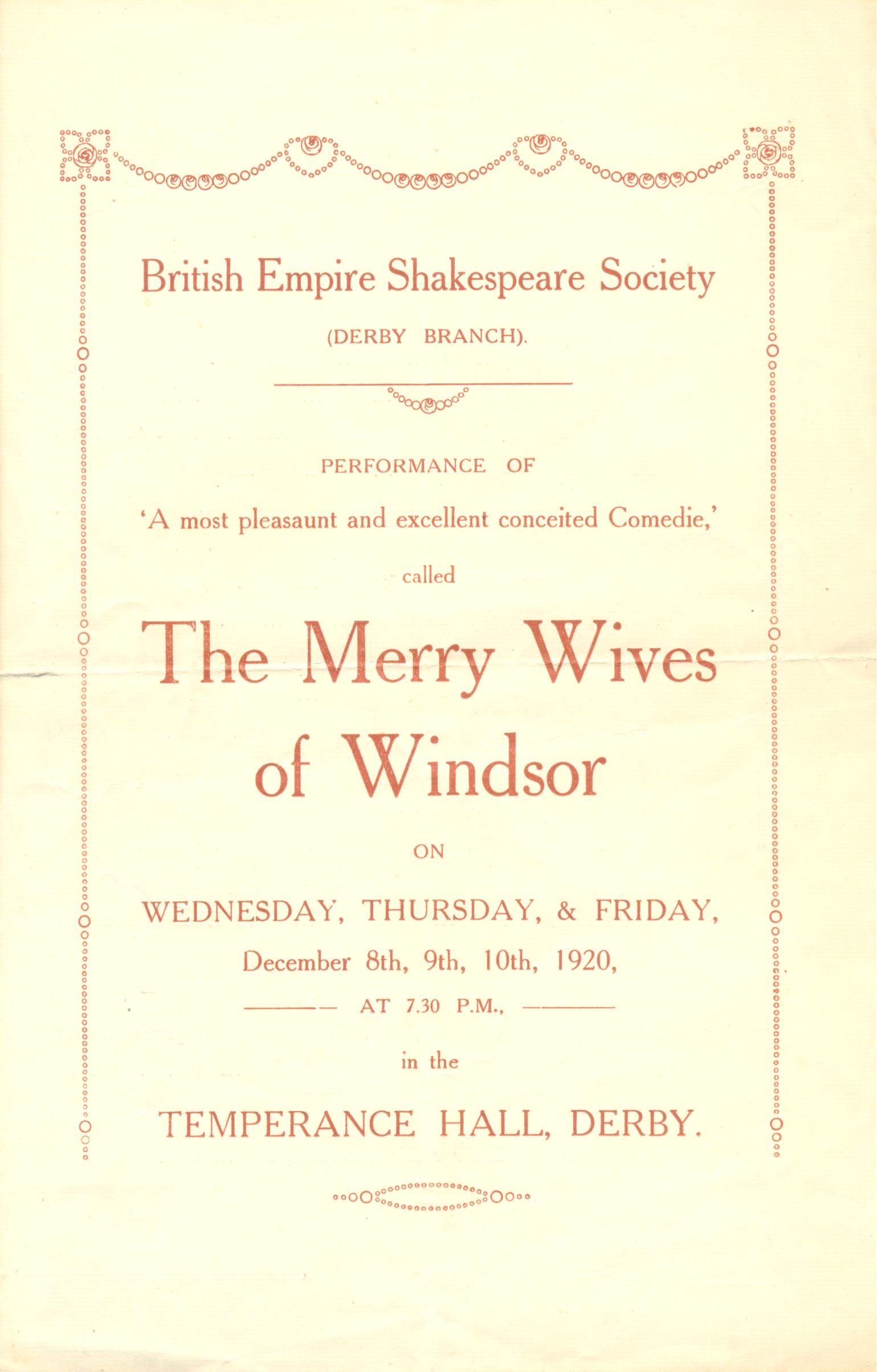 'The Merry Wives Of Windsor' 1920