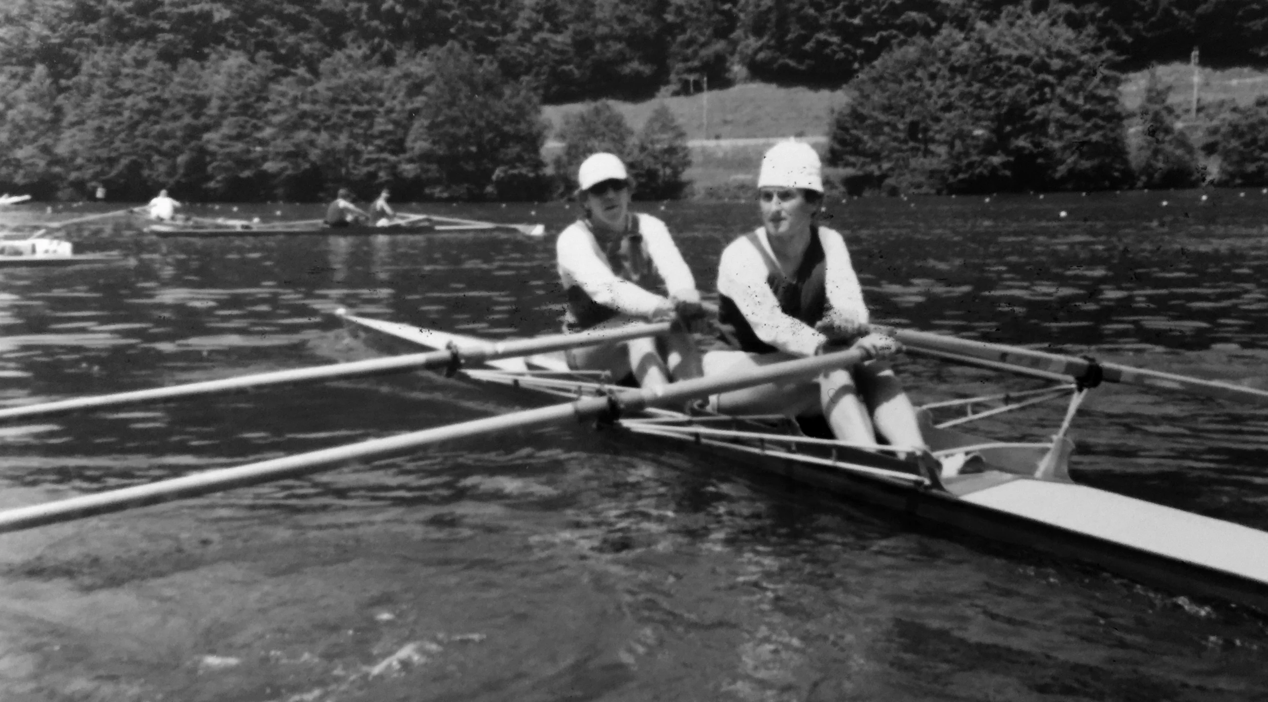 Walti mit Herbert Schmid vom SCK,1977, Sieg an der Masters Regatta Rotsee