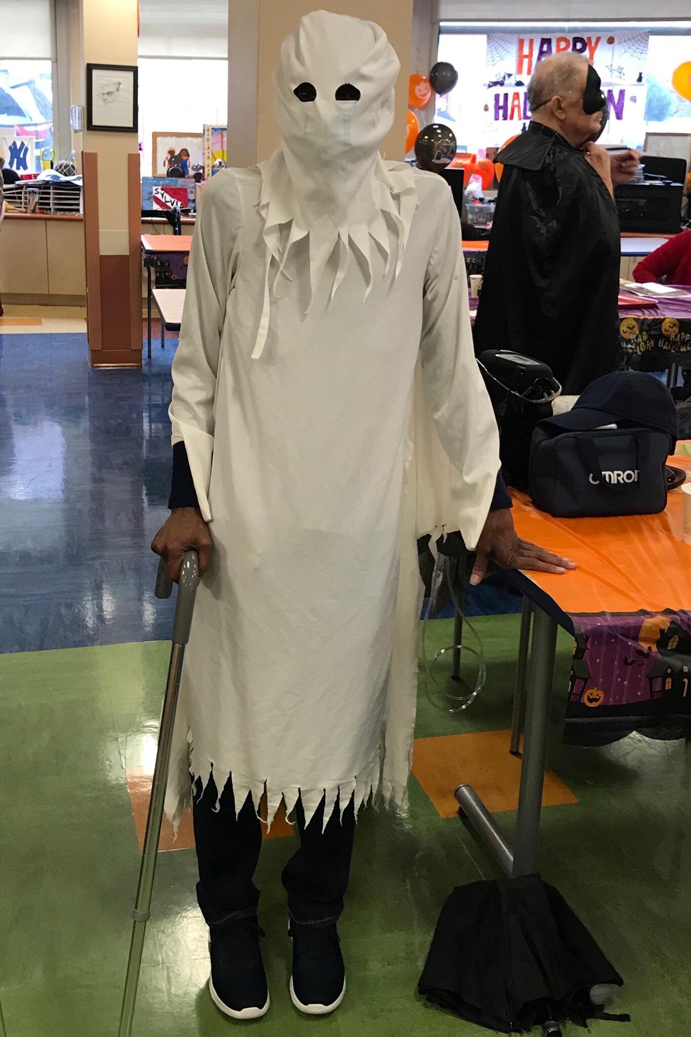 participant in ghost costume