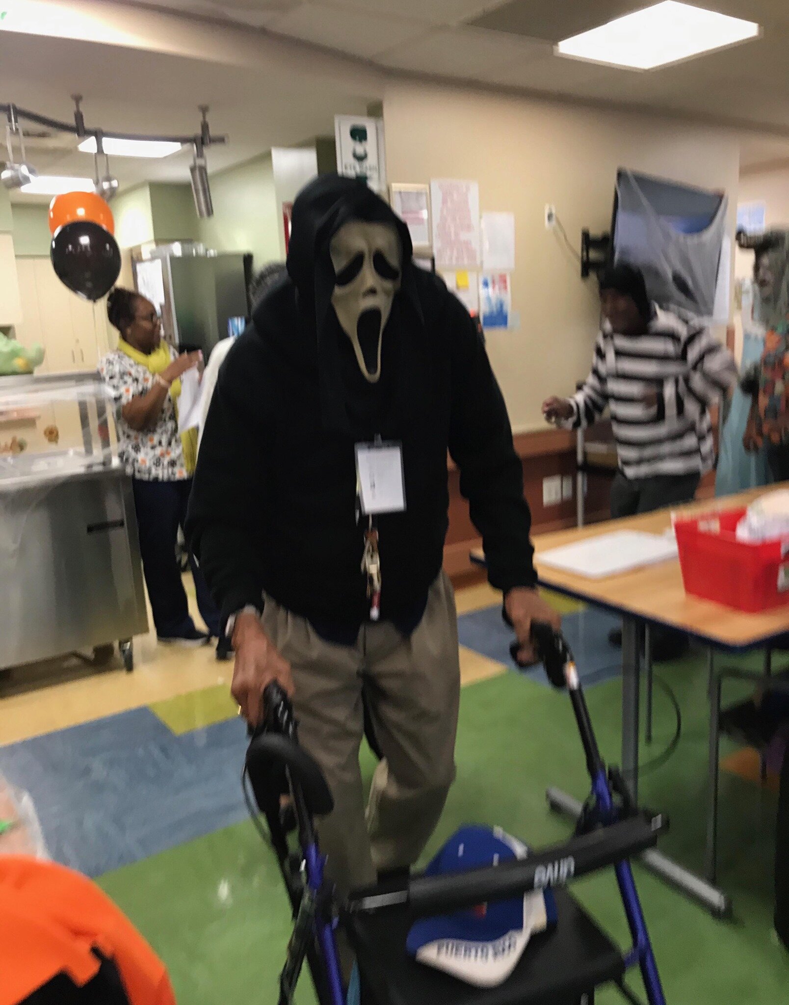 participant dressed as skeleton