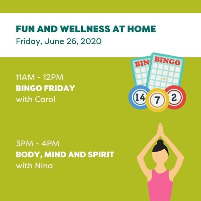 TGIF! Join us today on CenterLight's Facebook page (www.facebook.com/centerlighthealthsystem) for our Friday lineup of activities for &quot;Fun and Wellness at Home!&quot; At 11AM, Carol is back to lead everyone's favorite Bingo Game. We'll end the w