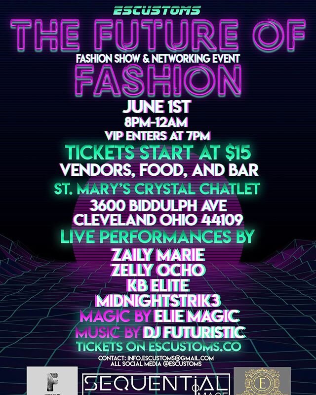 The Future of Fashion (fashion show and networking event) is happening tomorrow. Info on the flyer!
&bull;
&bull;
#networking #cleveland #ohio #theland #fashion #fashionshow #event #ticket #food #vendor #westside #music #DJ #models #performance #beau