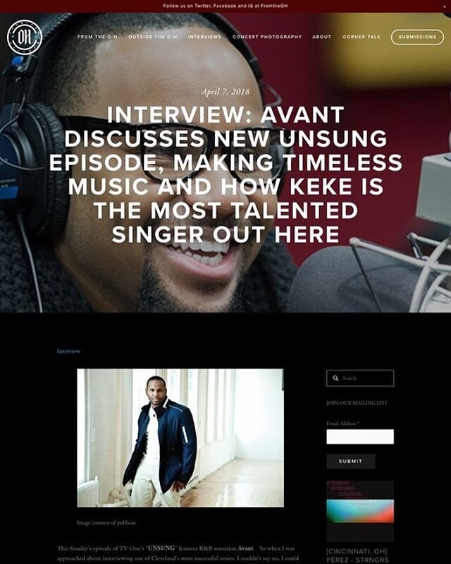 This Sunday&rsquo;s episode of TV One&rsquo;s &ldquo;UNSUNG&rdquo; features R&amp;B sensation Avant.  So when I was approached about interviewing one of Cleveland's most successful artists, I couldn't say no, I could just say yes. LOL Link in bio!

A