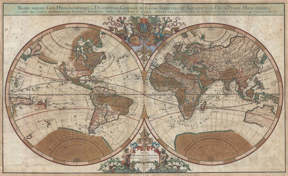 1691_Sanson_Map_of_the_World_on_Hemisphere_Projection_-_Geographicus_-_World-sanson-1691.jpg