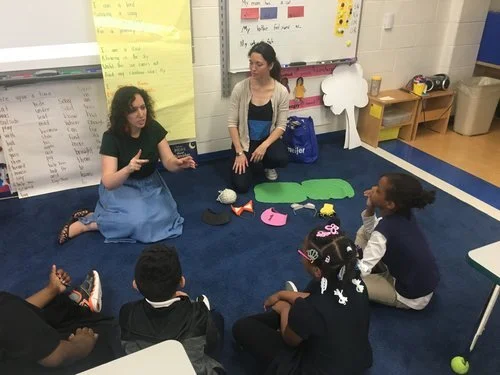 Teaching Artist Katy Schoetzow with her DHH students.