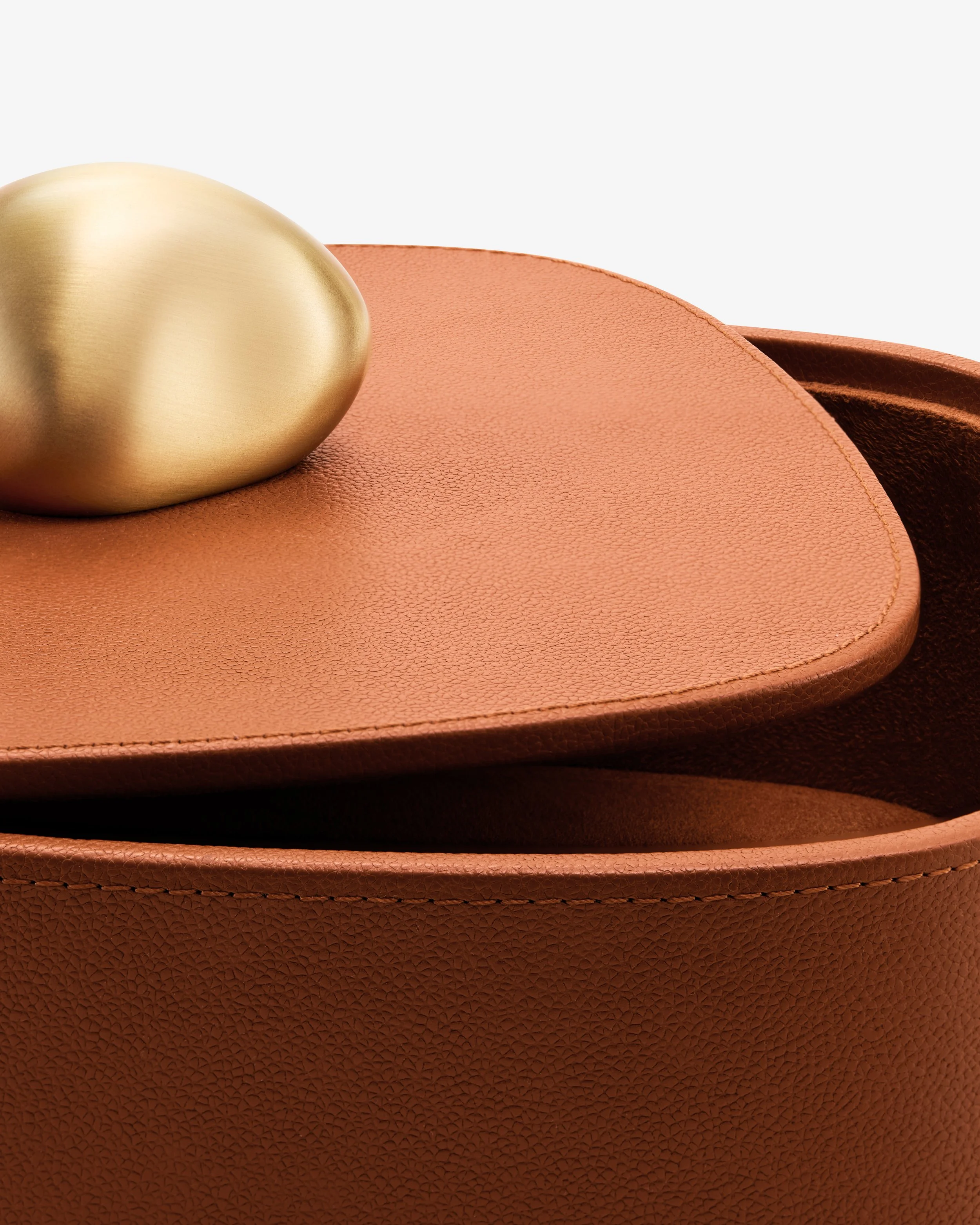 Library Collection_Pebble Trinket Square Box_Camel Leather_Lid Partially Off Detail_Assouline_2025.jpeg