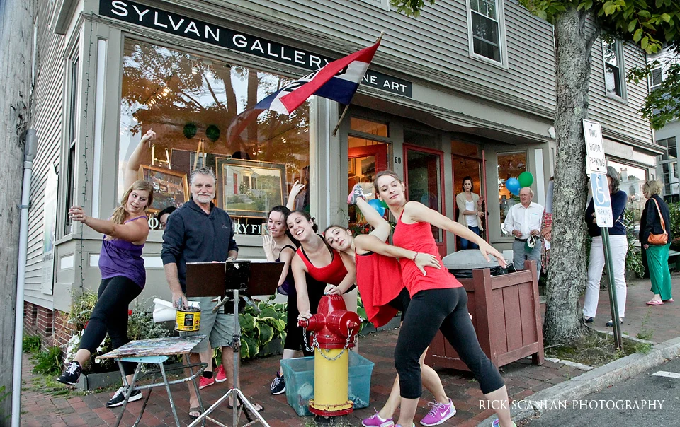 Luminarium Dance Co. has some fun with artist Bob Noreika during Wiscasset Art Wallk.