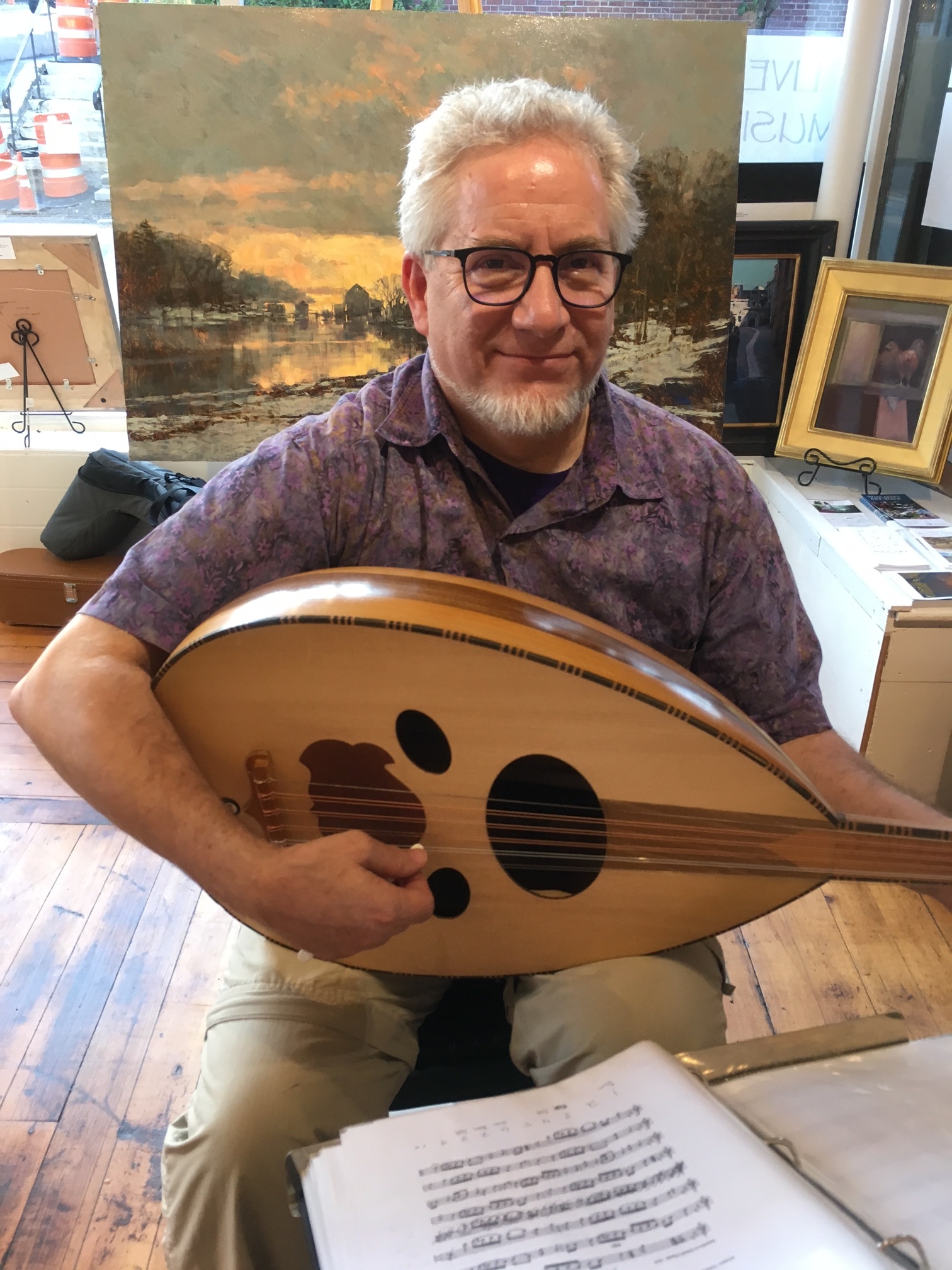 Jonathan Waldo plays classical guitar and oud in the galleries. 
