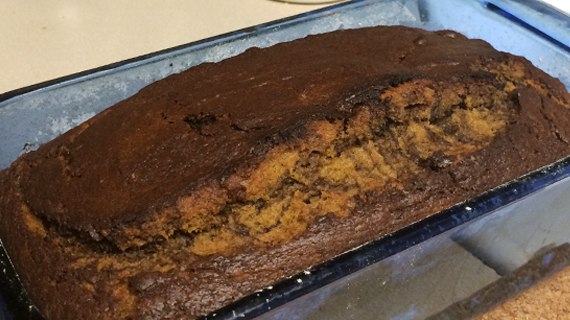 Pumpkin bread with chocolate swirl