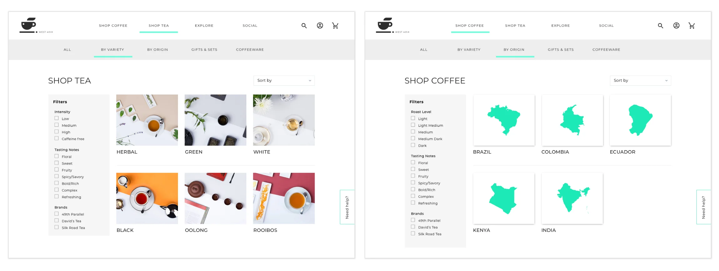 Variety and origin categorization in Coffee and Tea E-Commerce site