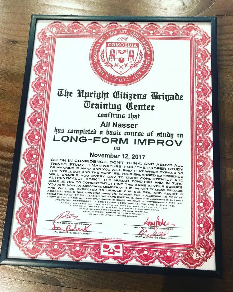 Ali graduates UCB's Core Improv Program
