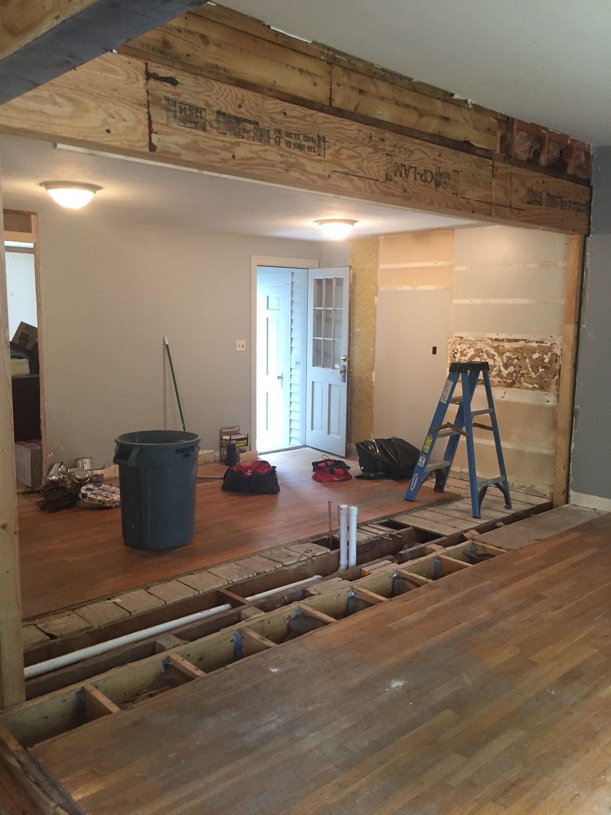 Progress... Photo taken from the old family room facing what was the old sink