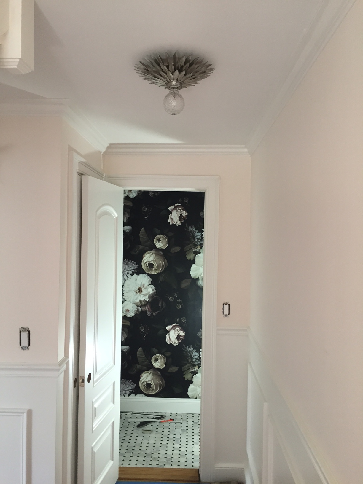 I had the best time putting up the wallpaper in the smallest room ever
