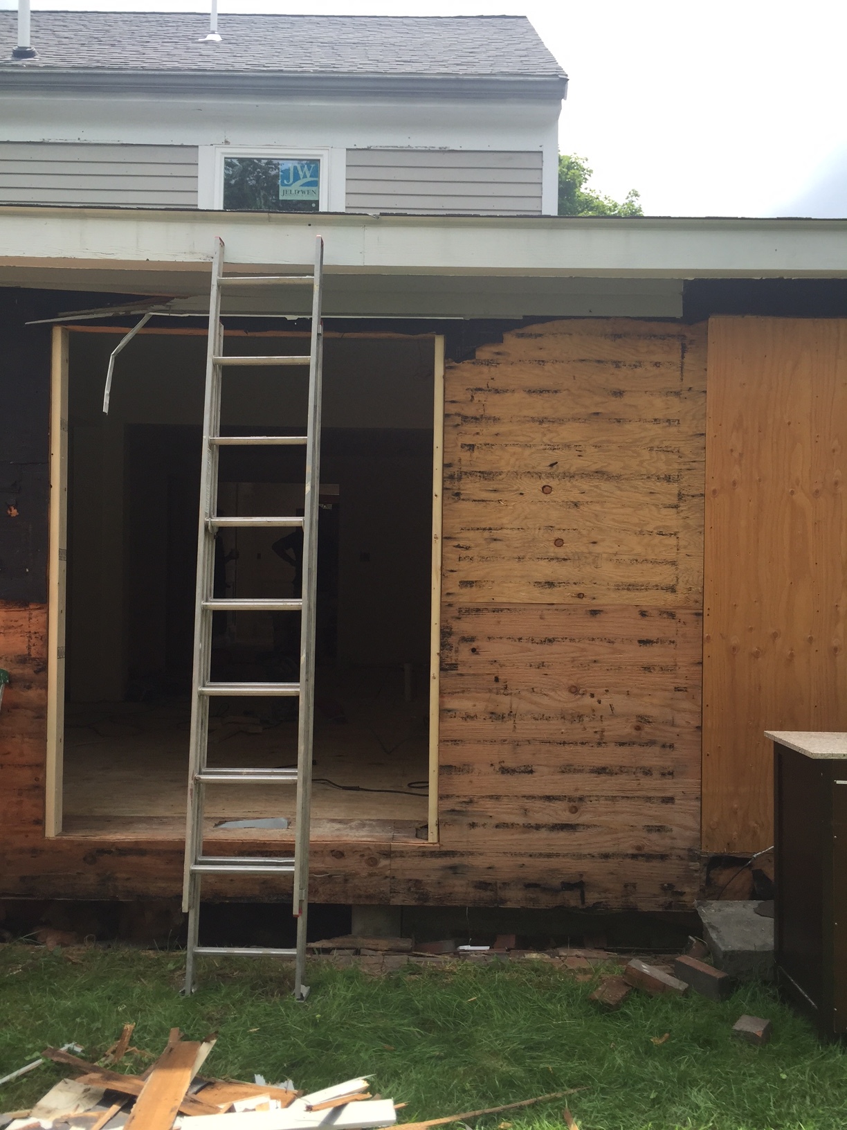 The new home of the French door that open up to the backyard 