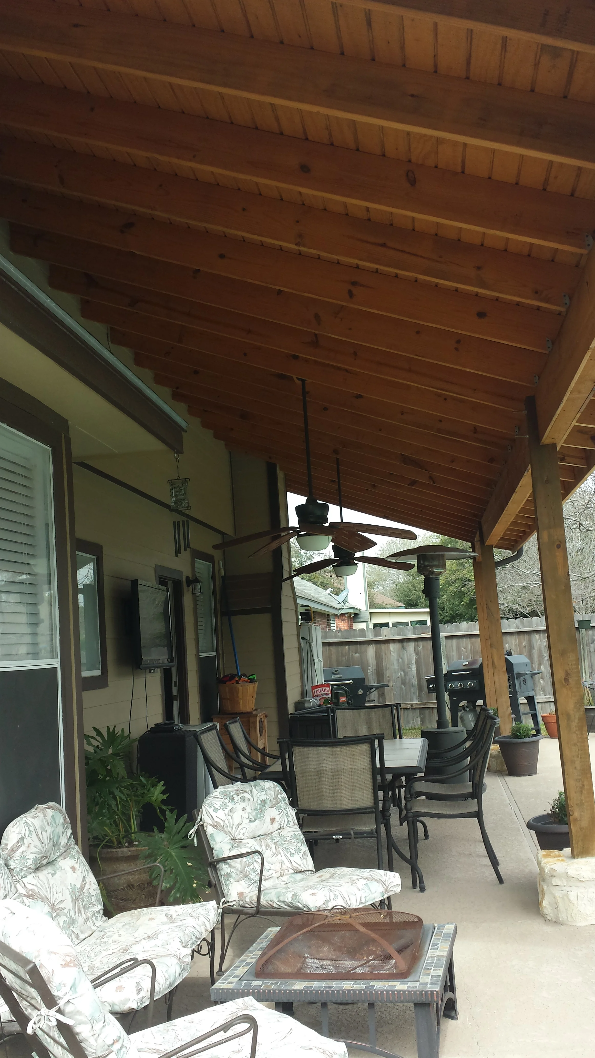 Cedar capped beam, and posts to give a more rustic finished look