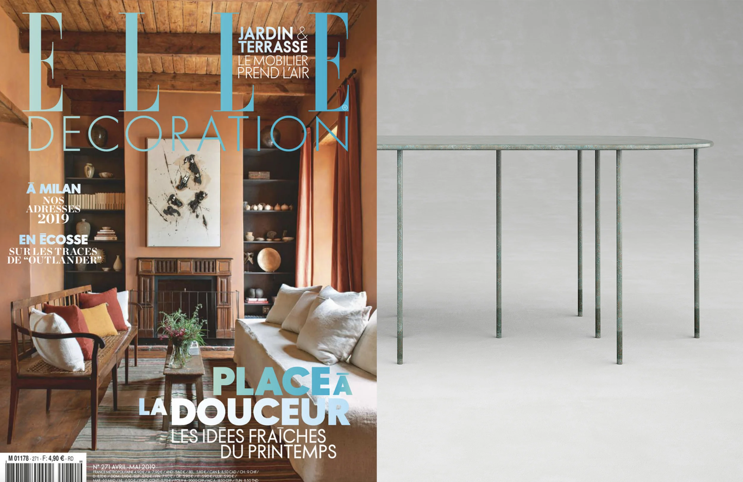 COLLECTION VENUS _ VE1 DINING TABLE IN " ELLE DECORATION " _ AVRIL 19