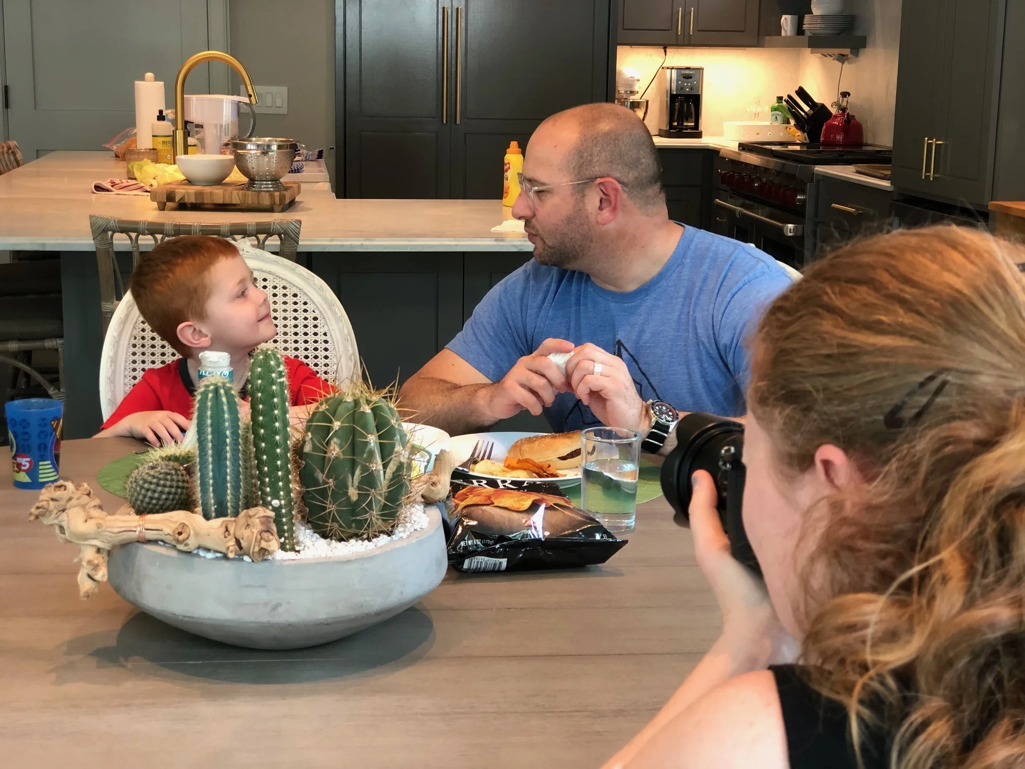 Me filming at table Paul and stephen eye to eye.JPG