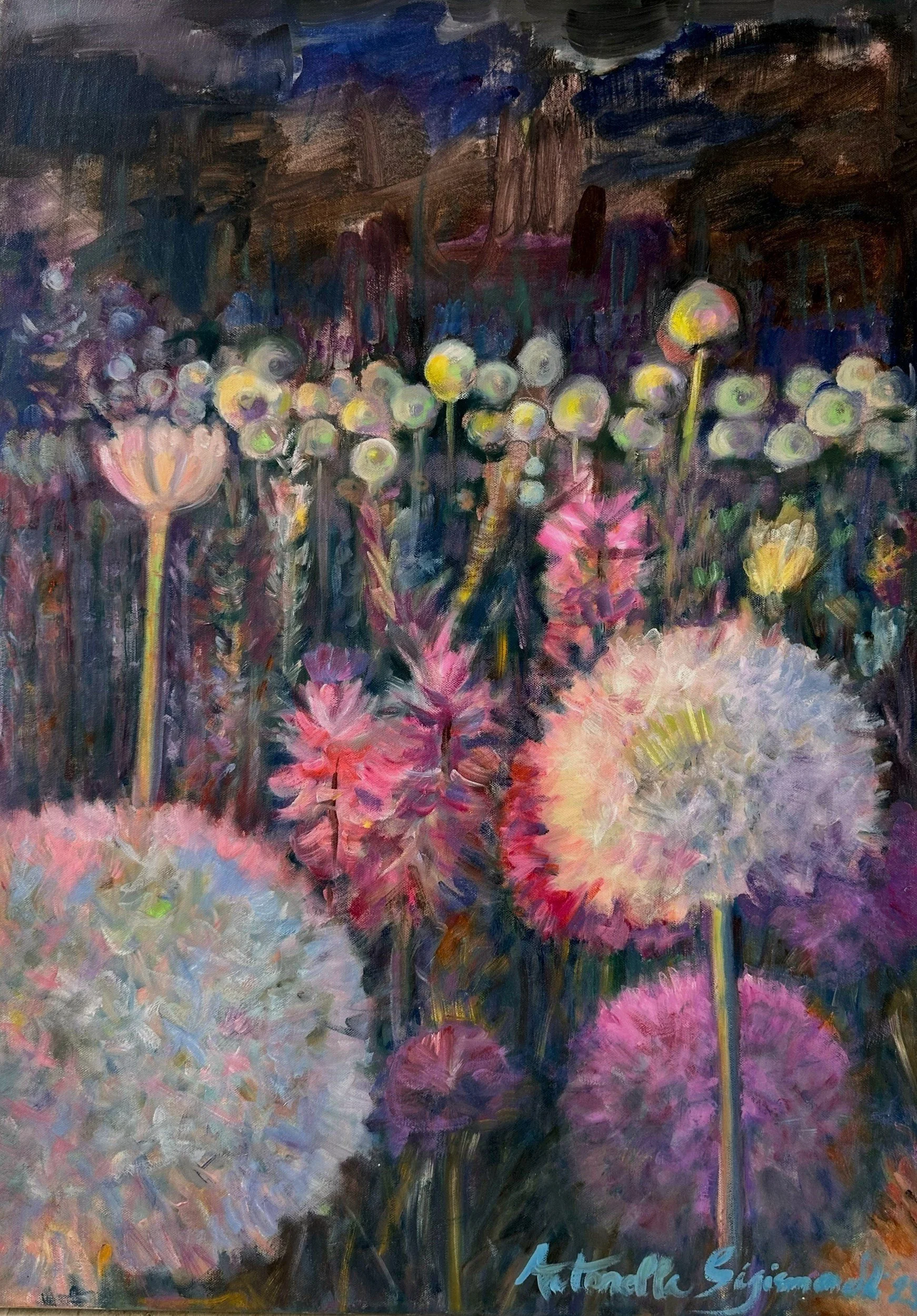 A Field of Violet Wishes, Panting Oil on canvas