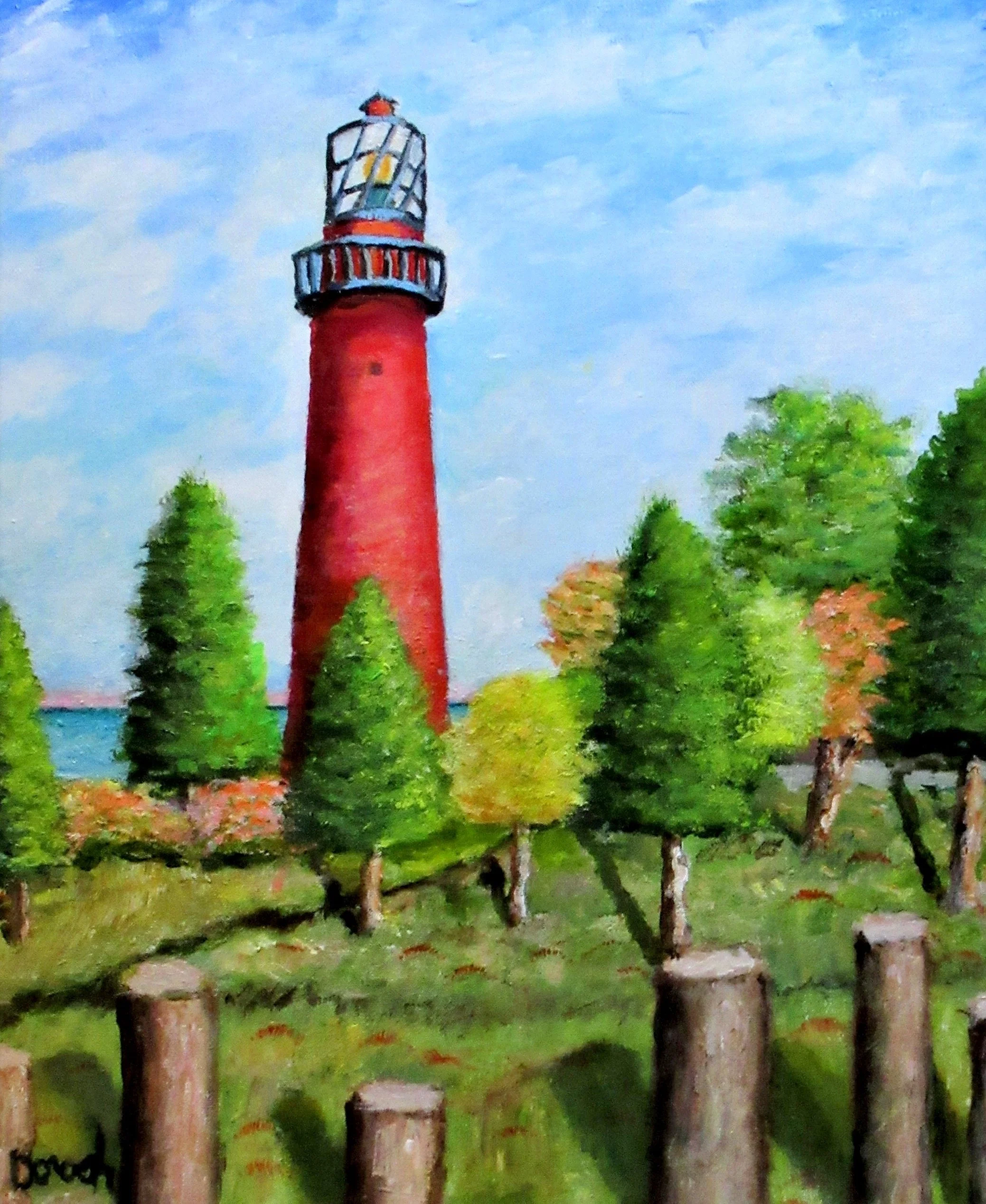 Red Lighthouse, Acrylic, 2022