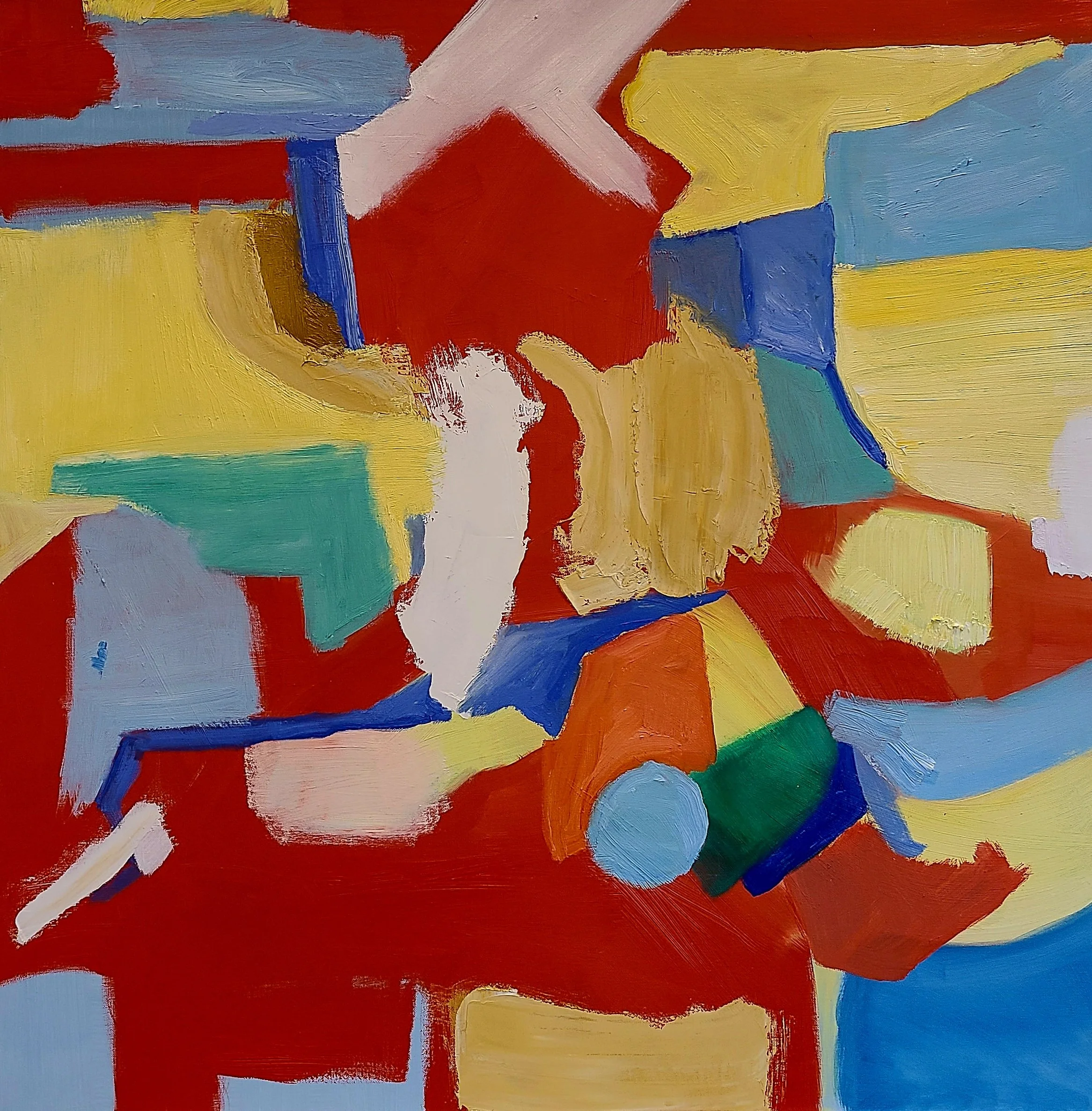 Abstract Painting_Red_Blue_Shapes_Christine Frisbee_SeeMeCommunity