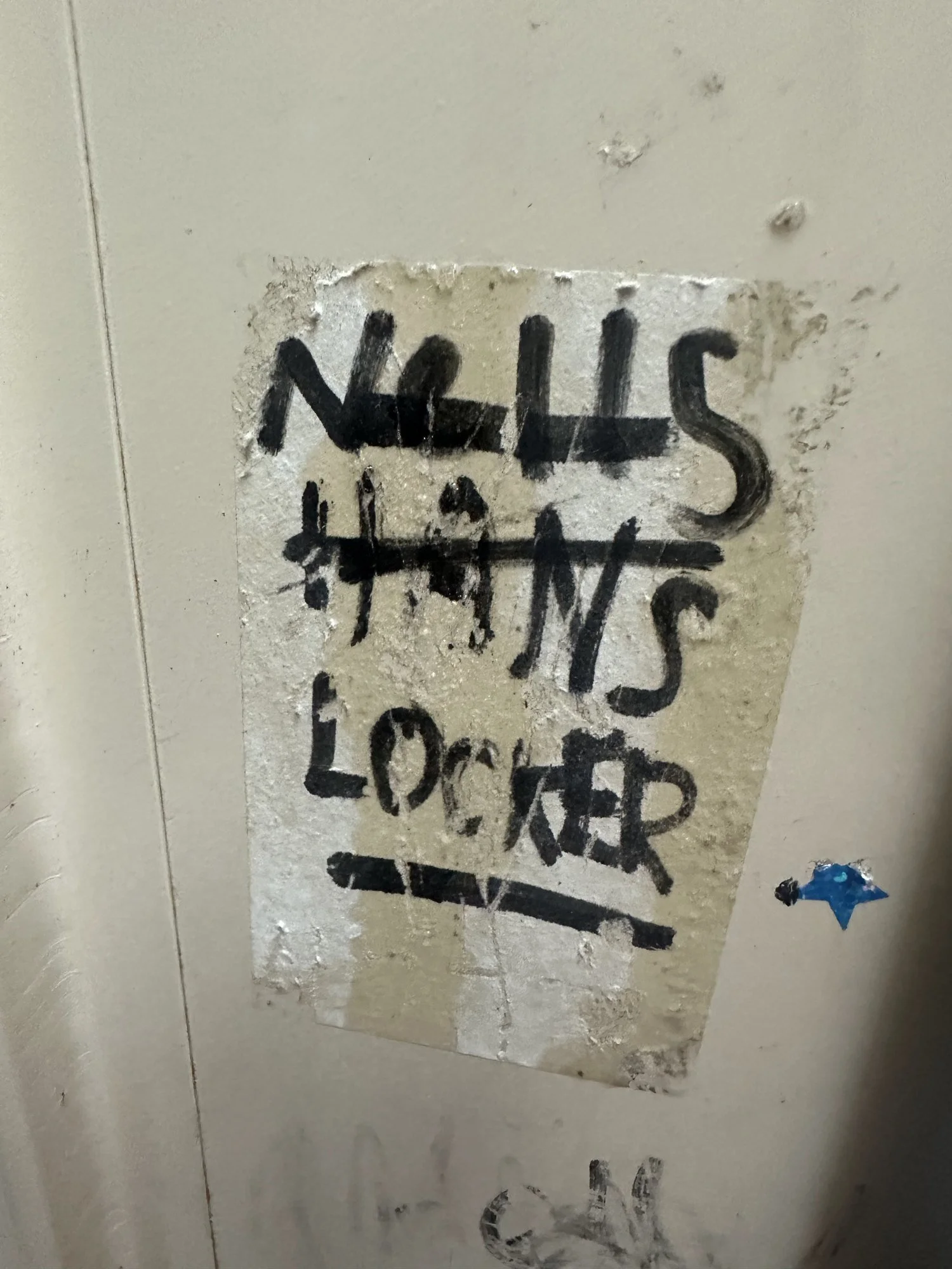 Nell's locker and HANS LOCKER, both crossed out