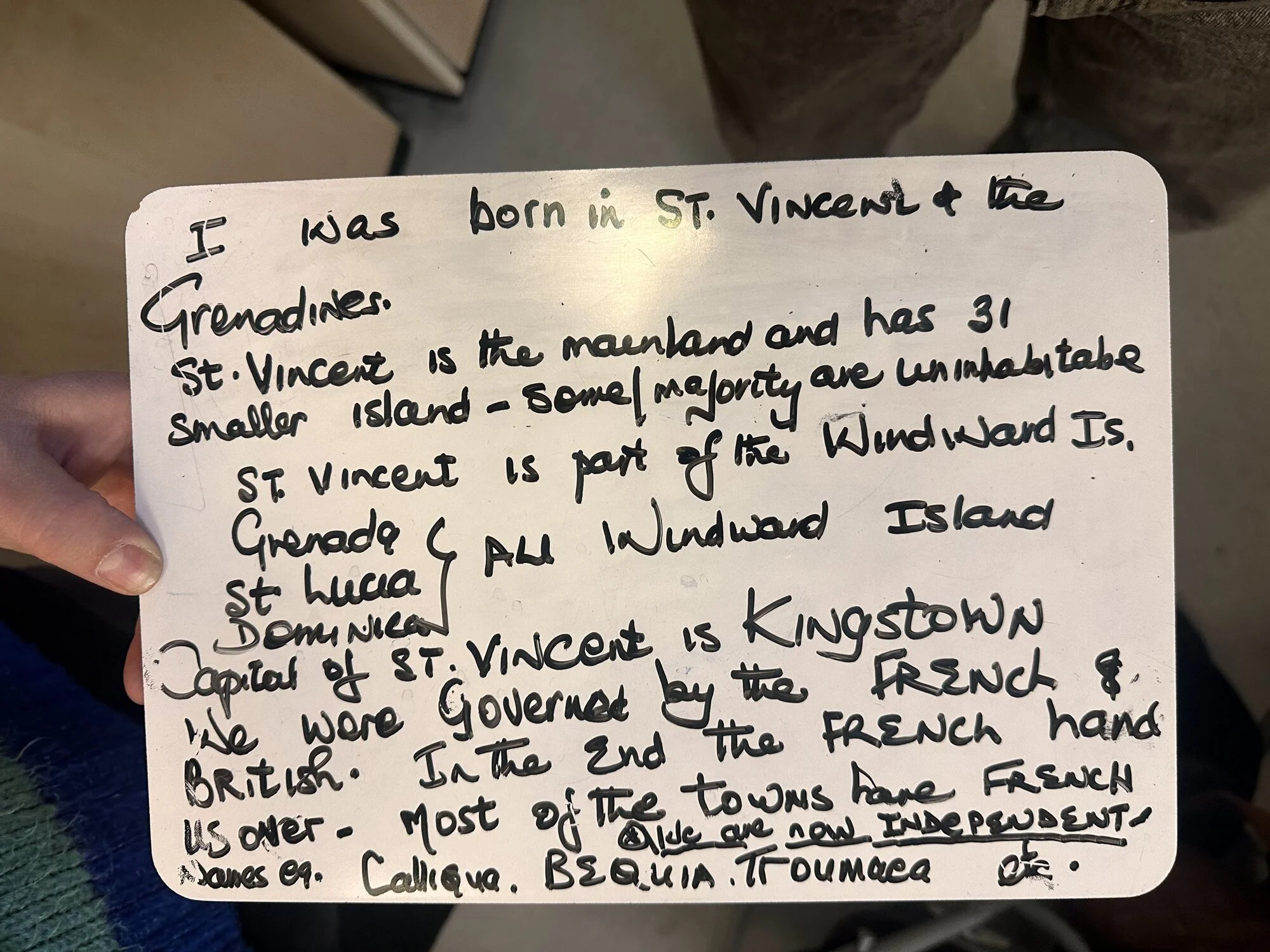 Where did you grow up? St Vincent and the Grenadines