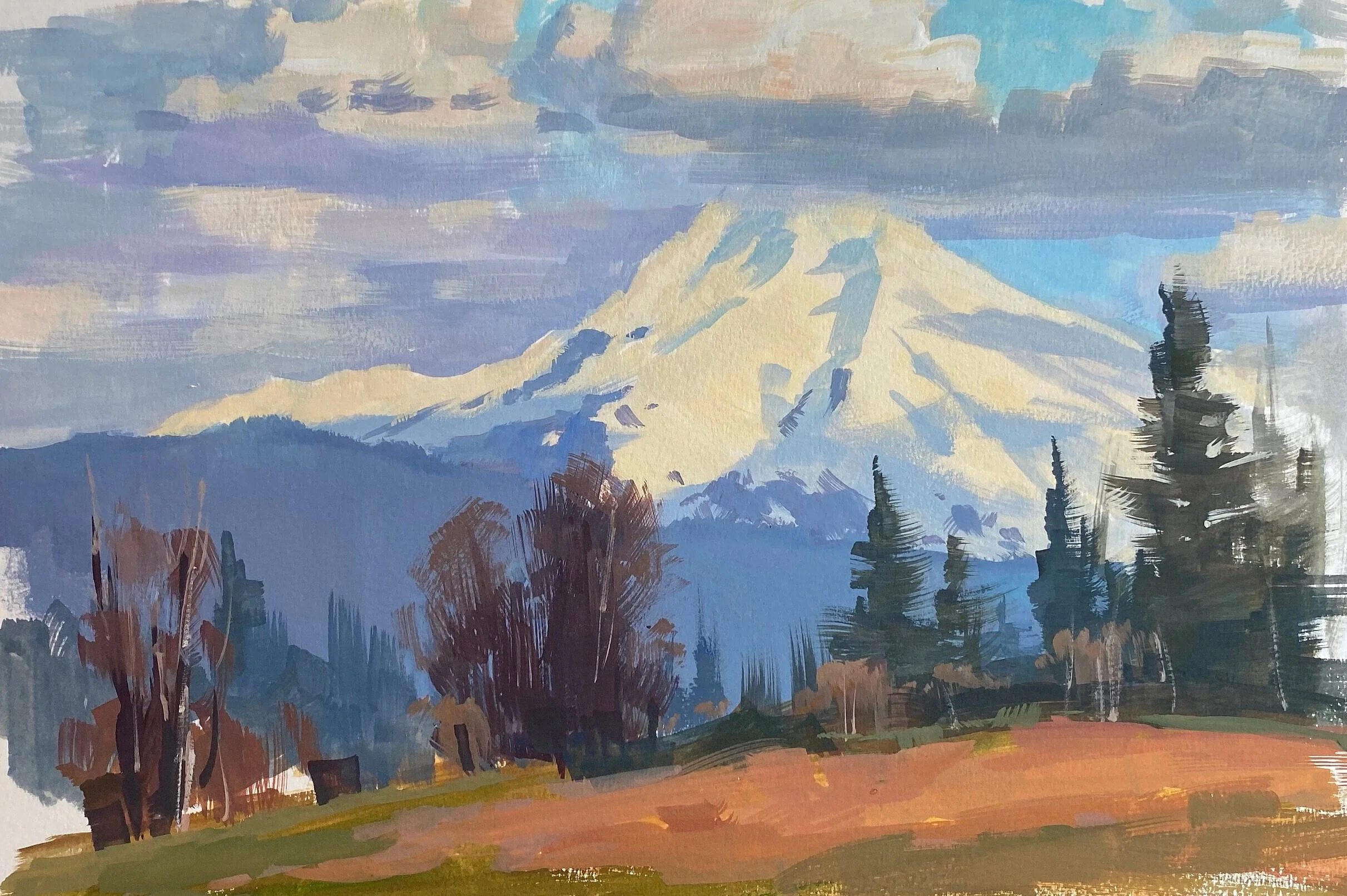 Mt. Hood  -  8.5”x 9”  gouache