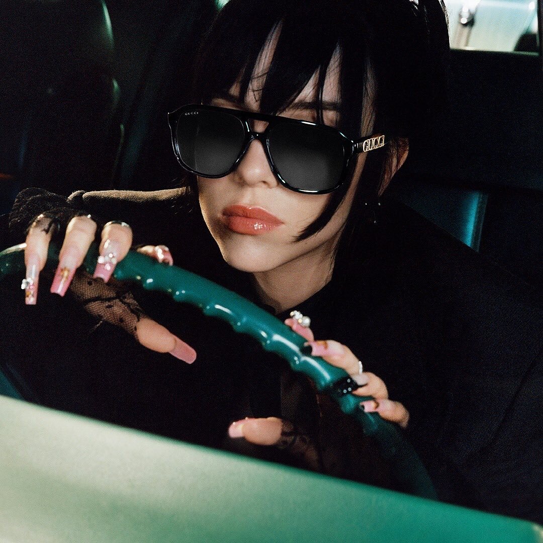 Billie Eilish for Gucci Eyewear captured by Harley Weir 

Creative Director- @Alessandro_Michele 
Art Directir- #ChristopherSimmonds 
Photographer- @HarleyWeir 
Stylist- @EmmaWyman @AndrewMukamal 
Makeup- @RobRumseymua 
Hair- Ben Mohapi of @salonbenj