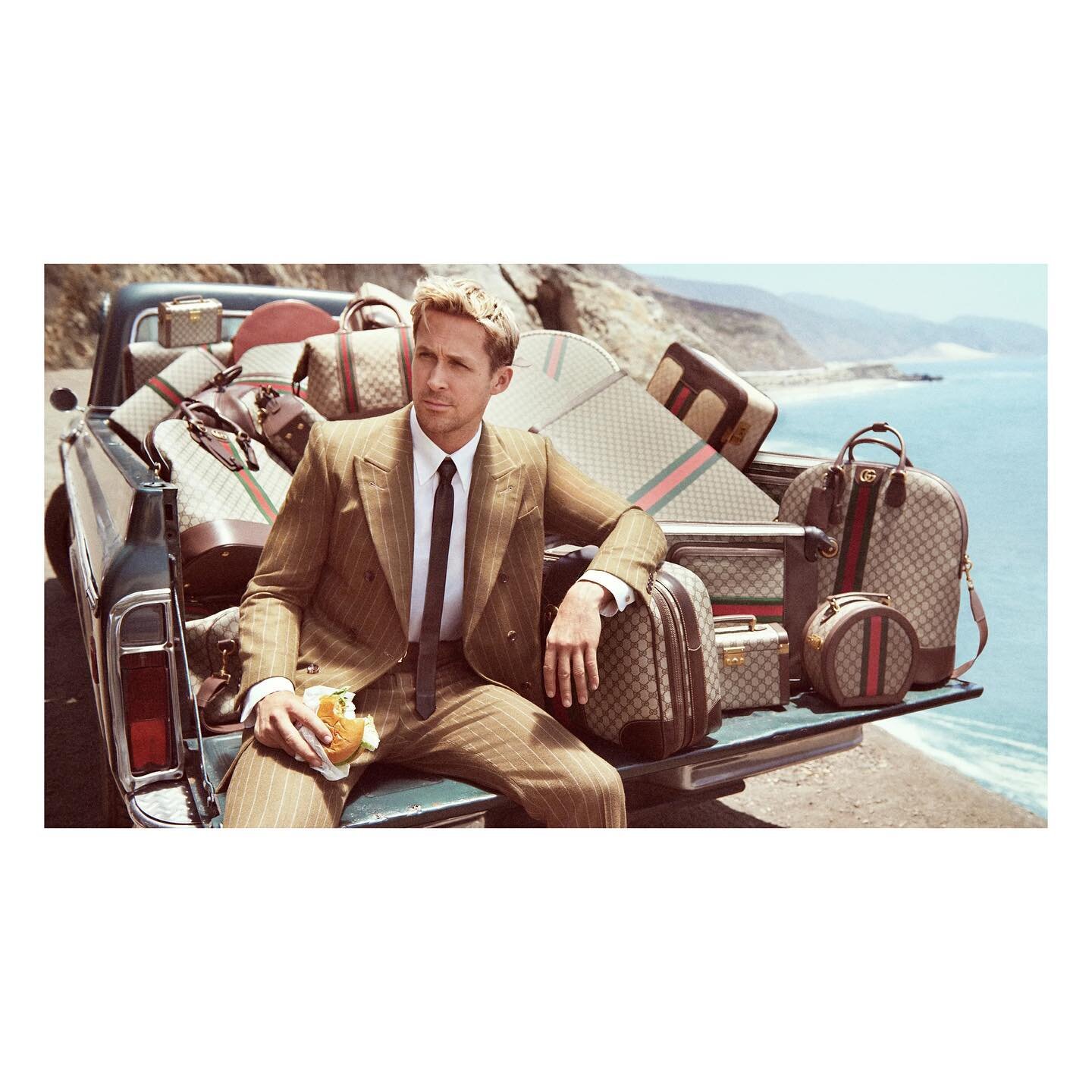 Ryan Gosling for Gucci Valigeria by Glen Luchford

Creative Director- @Alessandro_Michele
Photographer- @_Glen_Luchford 
Art Director- #ChristopherSimmonds 
Hair - @PaulHanlonHair @BenGregoryHair 
Makeup- @ThomasDeKluyver 
Stylist- @Melzy917
Set Desi