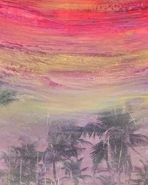 Pink!!!! I seriously love this colour.??? WIP #fineart#contemporaryart #contemporarypainting #gallerywall #gallery #art#abstractart #abstractpainting #palmtrees #collage#mixedmediaart