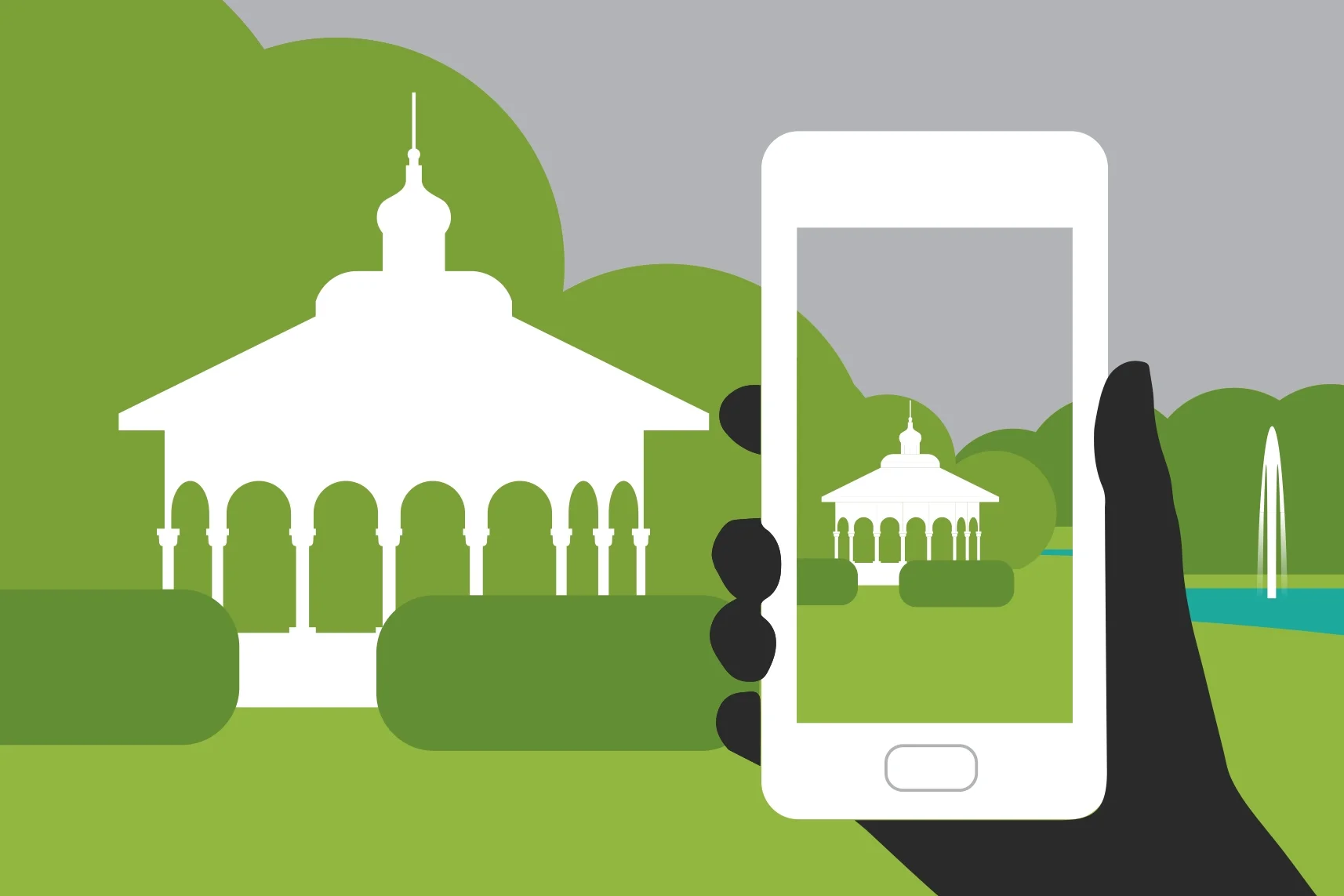 One challenge in the Neighborhood category is to photograph a landmark.Illustration by Chris Glass
