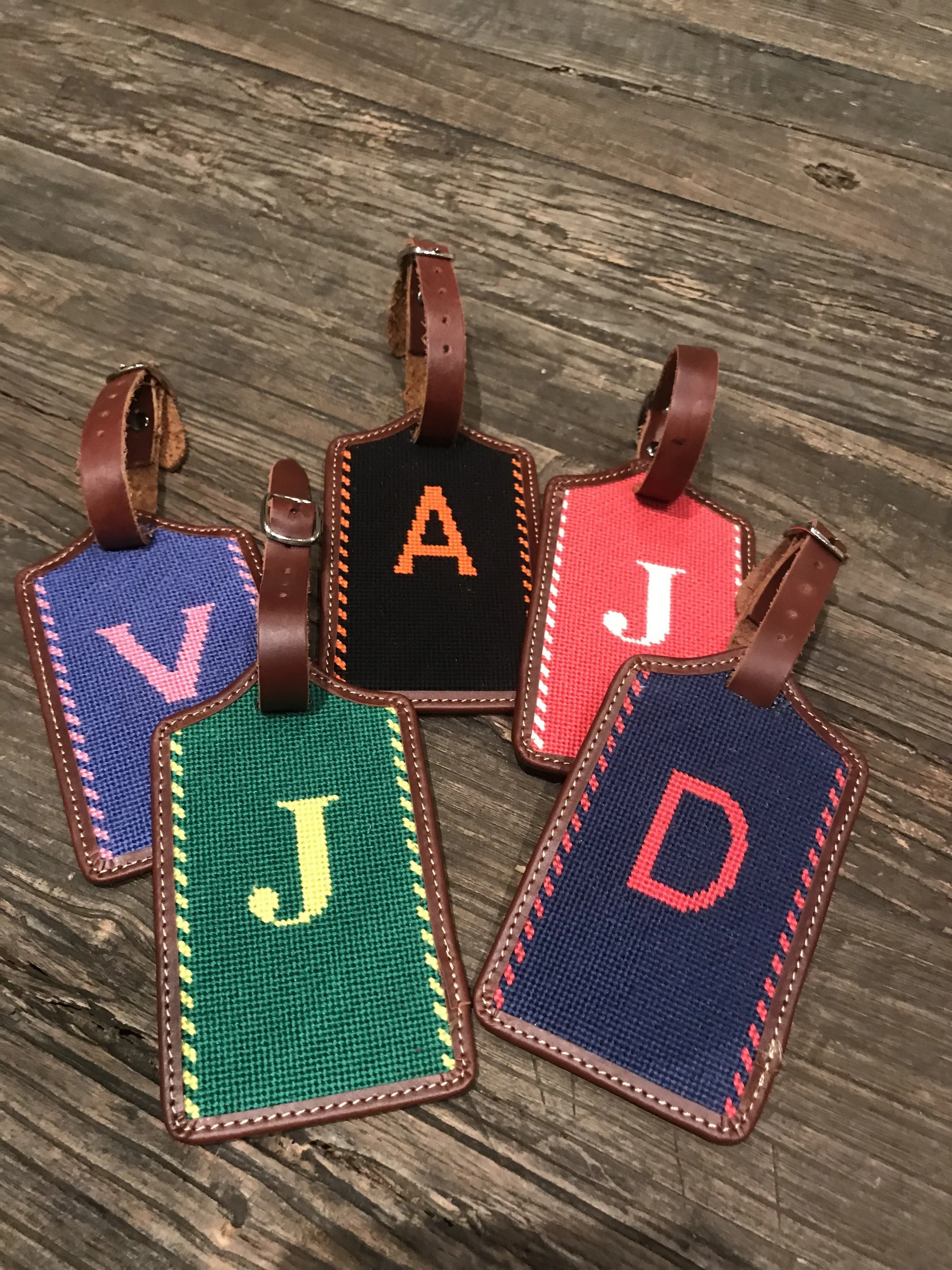 Custom HandStitched Needlepoint Luggage Tags MadetoOrder — Bailey