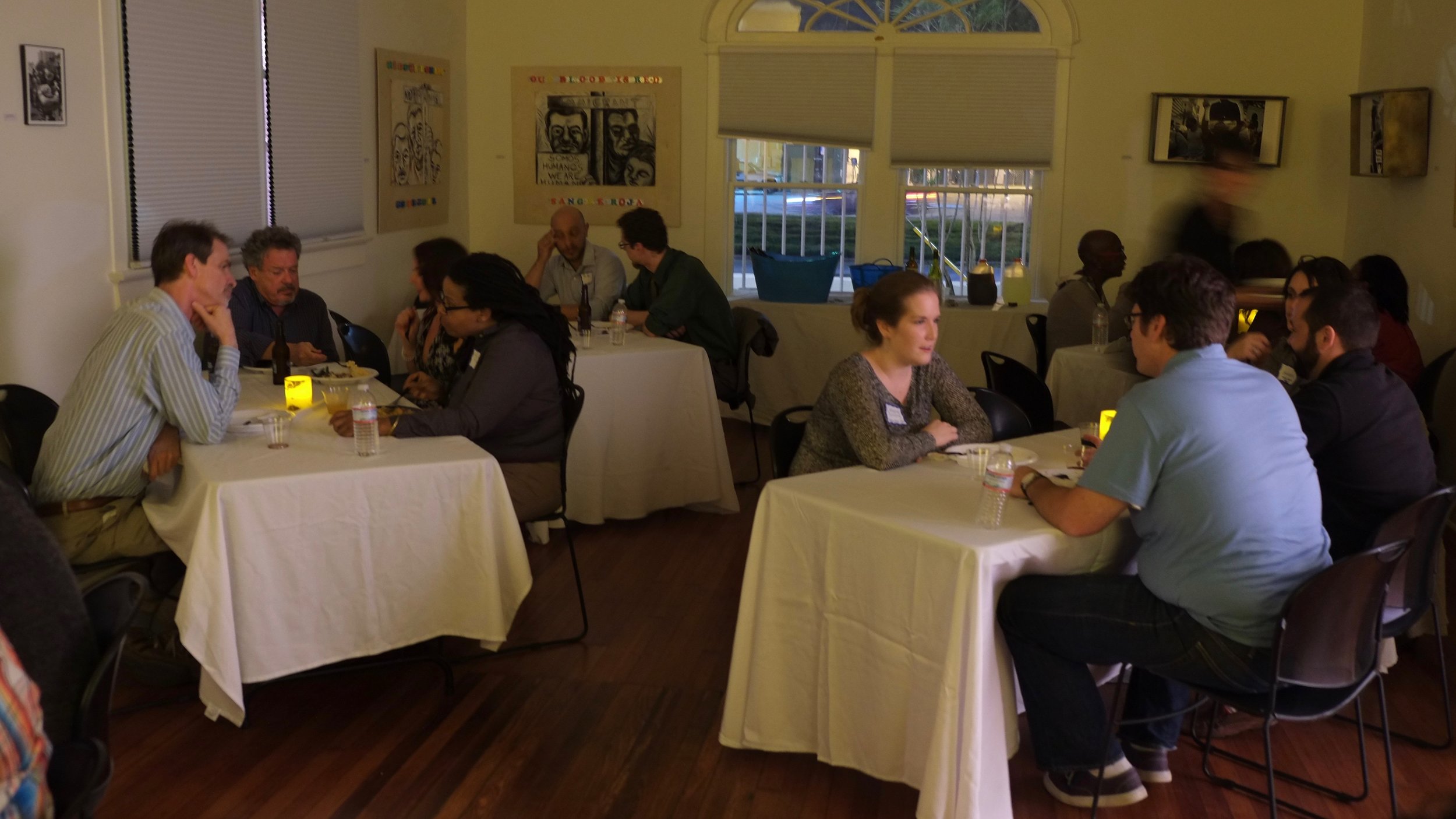 New Orleans MUSIC EDUCATORS gather FOR A dinner with Eric Booth to Discuss the global el sistema movement; related findings from his and tricia tunstall's book, PLAYING FOR THEIR LIVES ; and HOW TO CREATE A LOCAL network of strings teachers in new orleans.