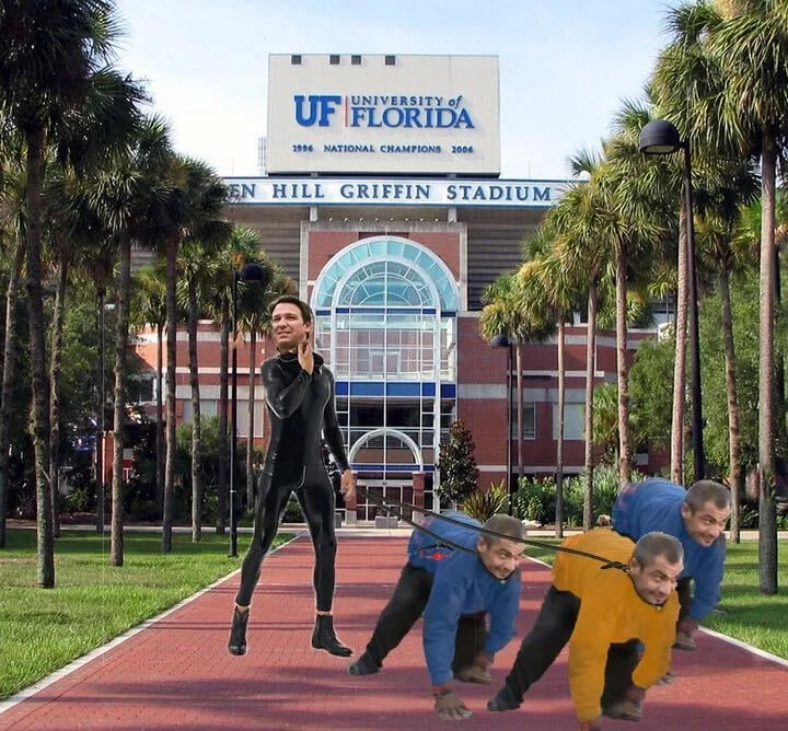 Latex Lawman Out On the Town; Ron Desantis Spotted Taking UF Administration on a Walk in Designer Gimp Suit