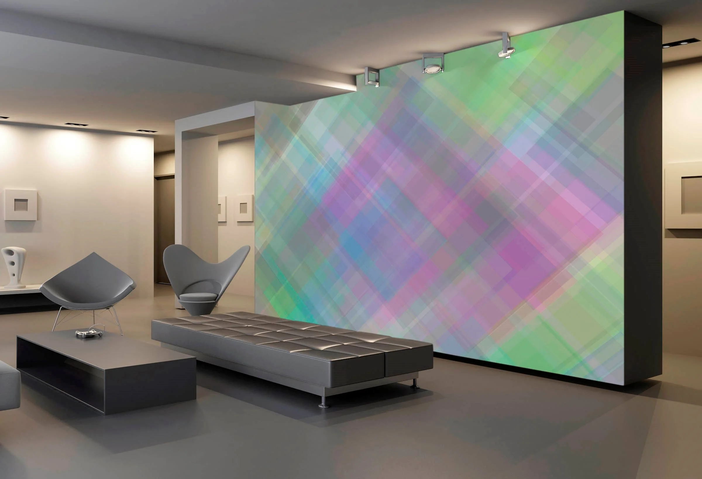 Madras digital wallcovering by Arc-Com instills the mood of Summer with just one wall - think brightly colored vintage pedal pushers and on-trend plaid print for men!