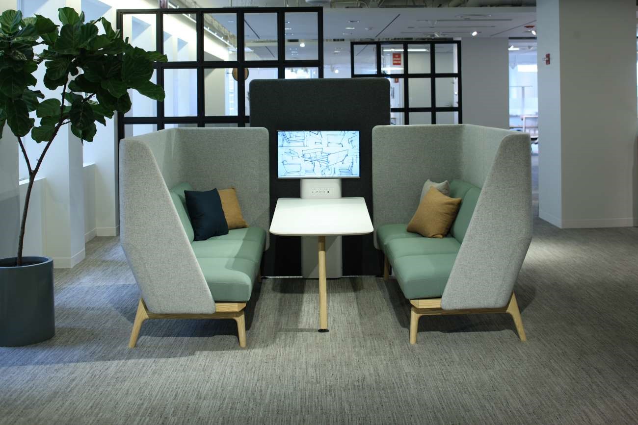 Semi private spaces deliver a temporary area for privacy away from your desk. These provide an area for concentration within an open space but in a far-less populated area of the workspace allowing employees the privacy when they need it for specific tasks. 