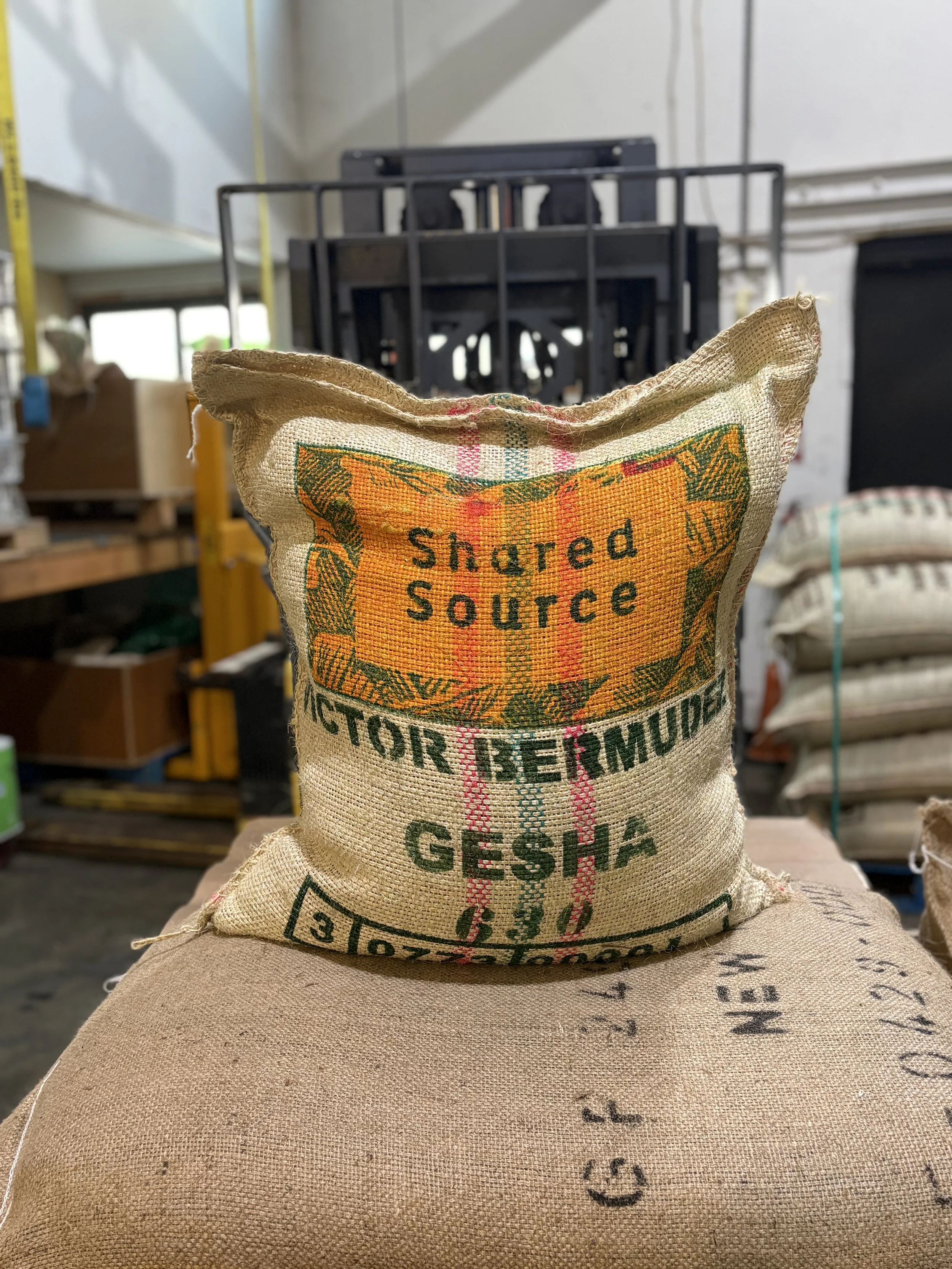 Victor Bermudez Gesha Burlap Coffee Bag