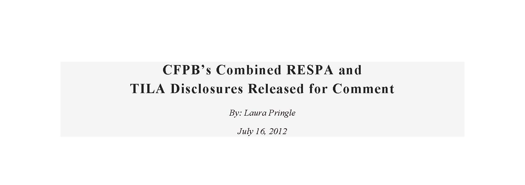 CFPB's Combined RESPA and TILA Disclosures Released for Comment.jpg