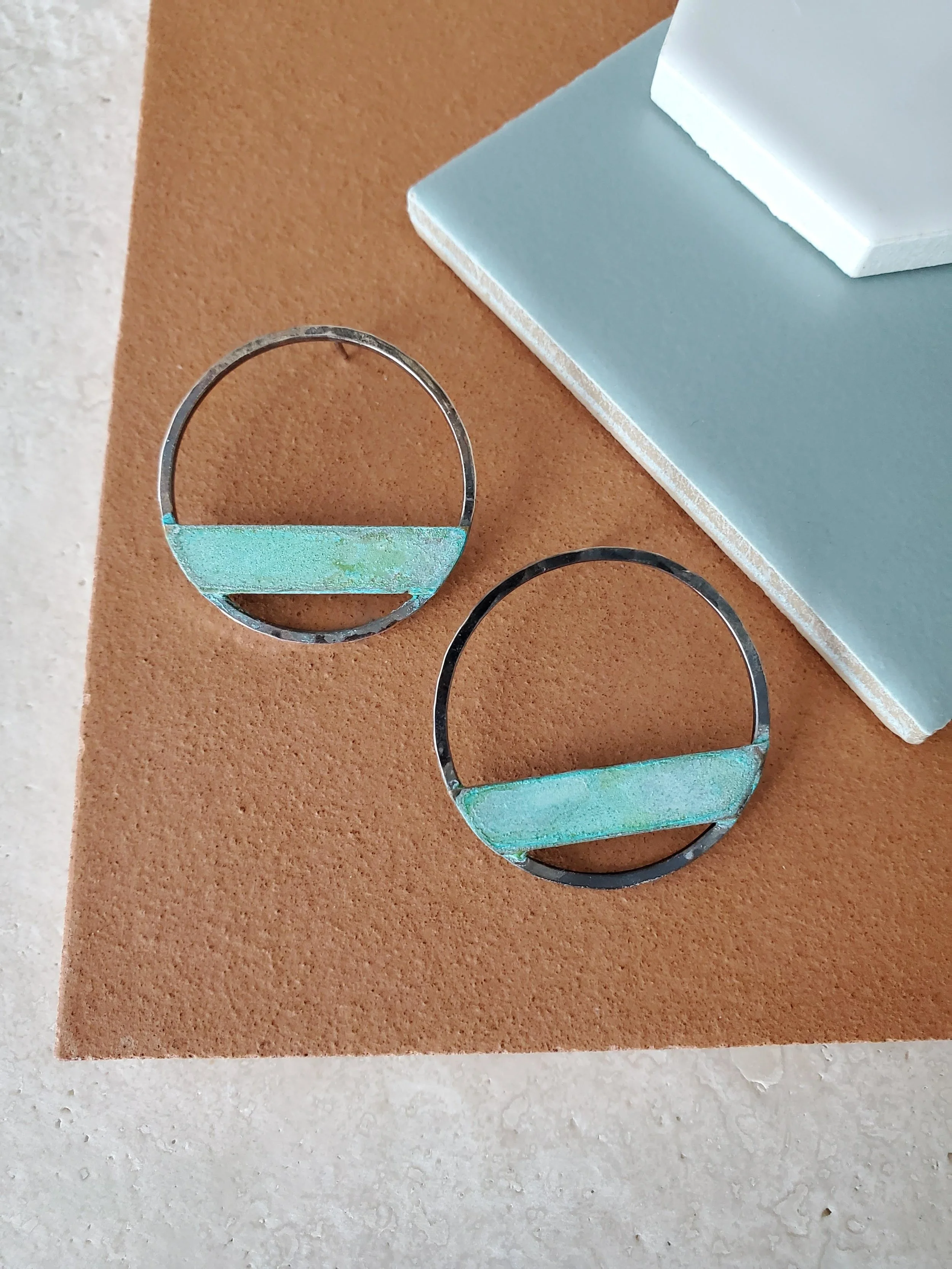 Turquoise circle earrings