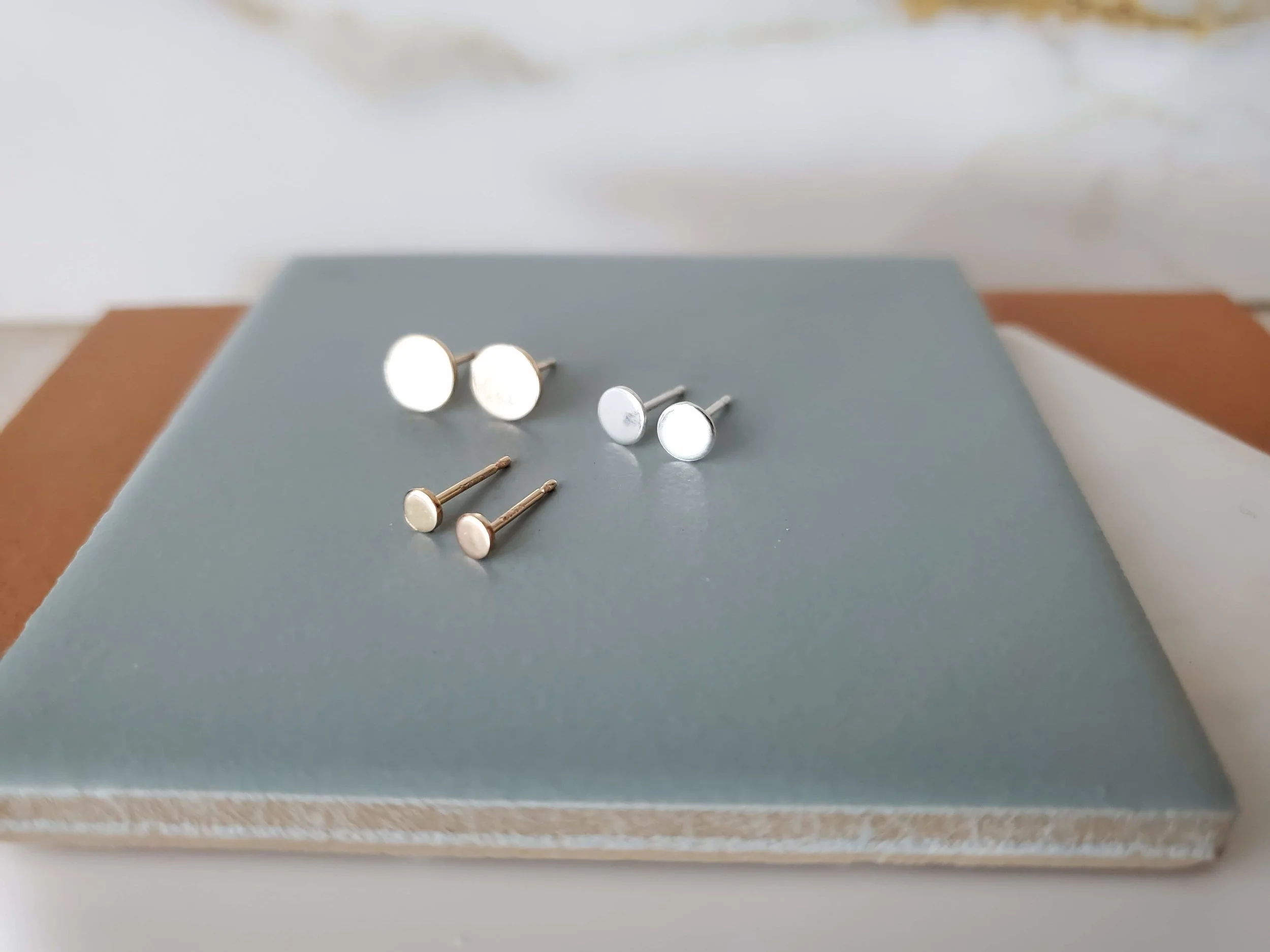 sterling silver stud disc post earrings