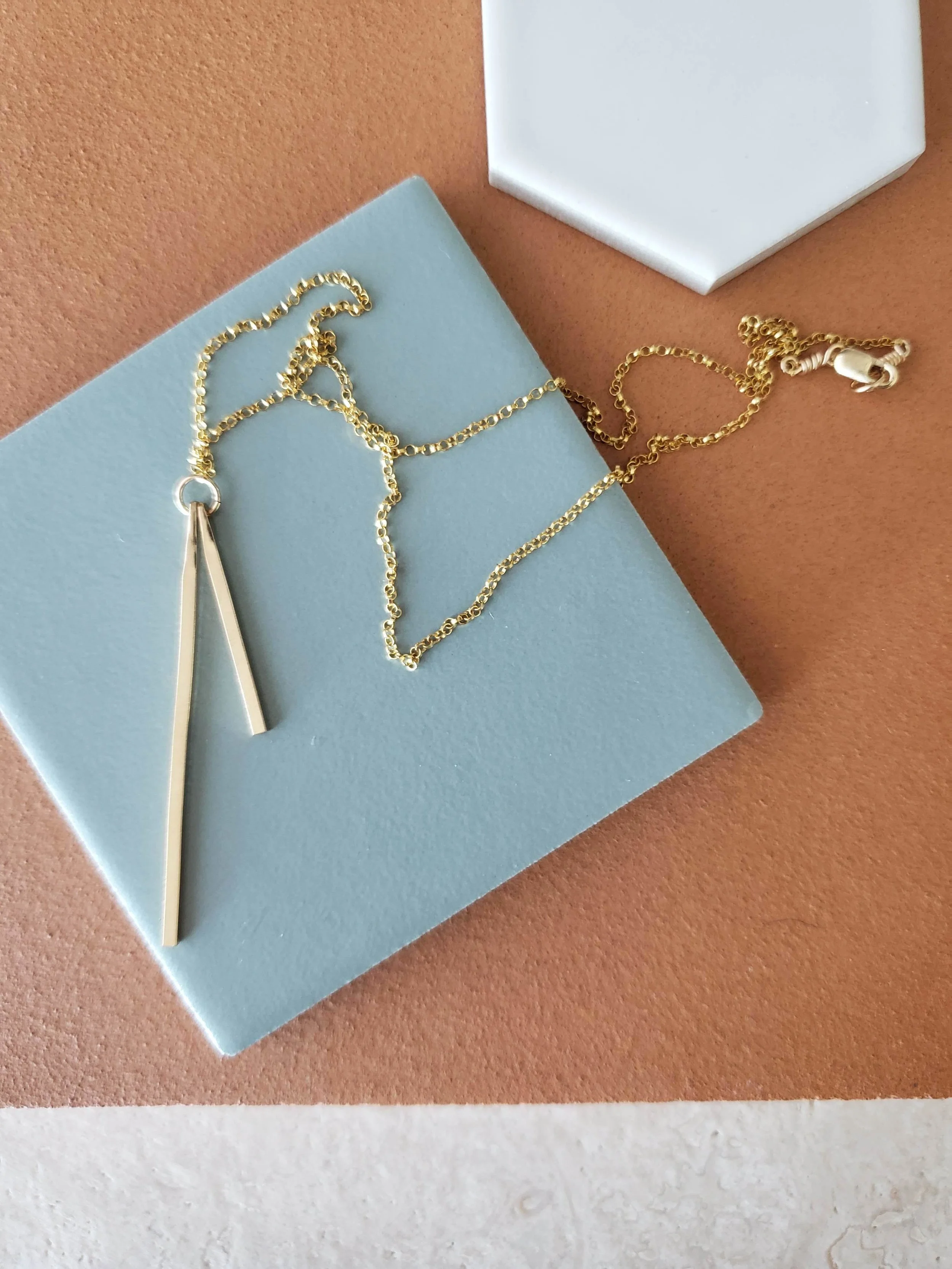 delicate silver and gold stick pendant necklaces