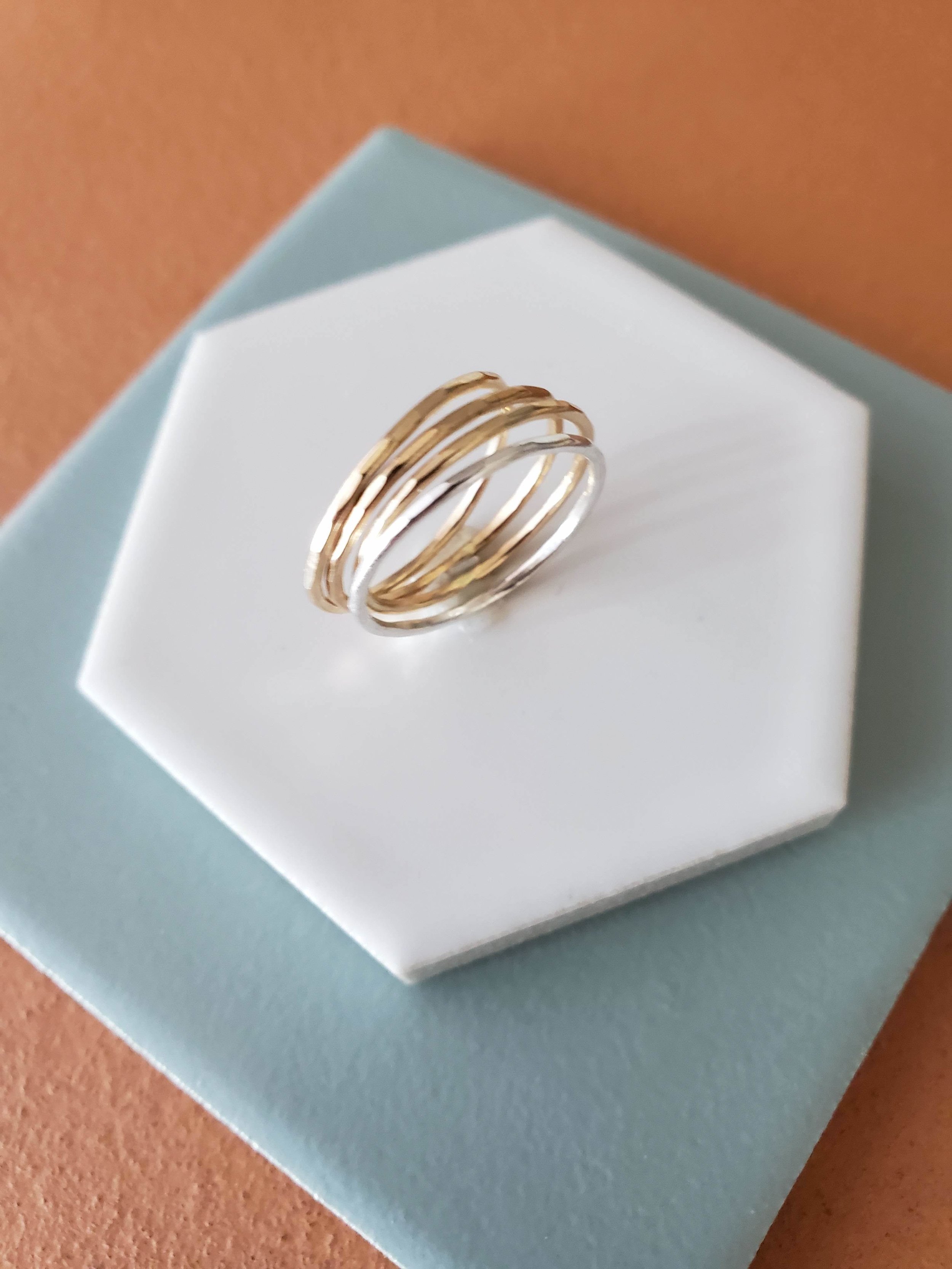 tiny stamped stacking rings
