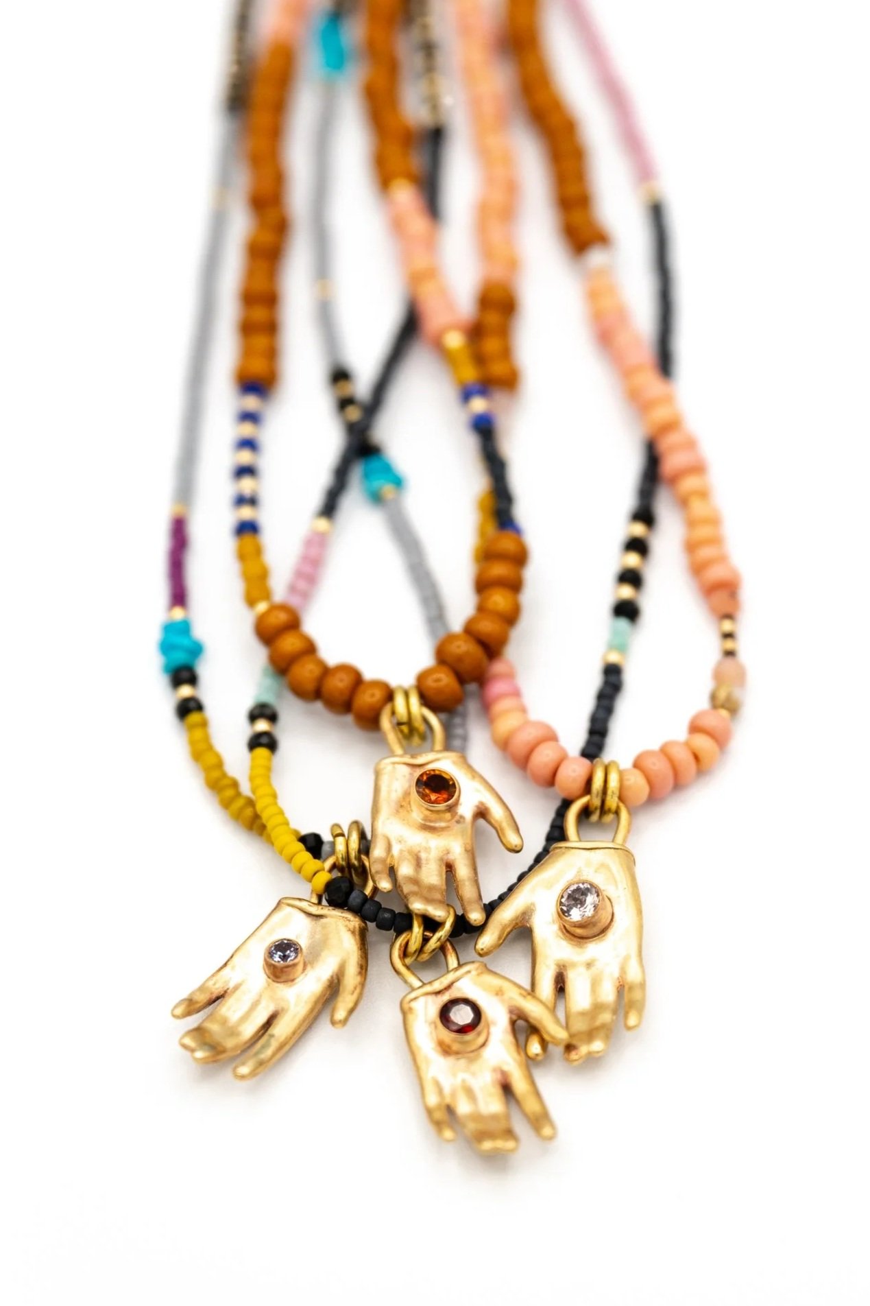 Beaded Gemstone Hand Necklace