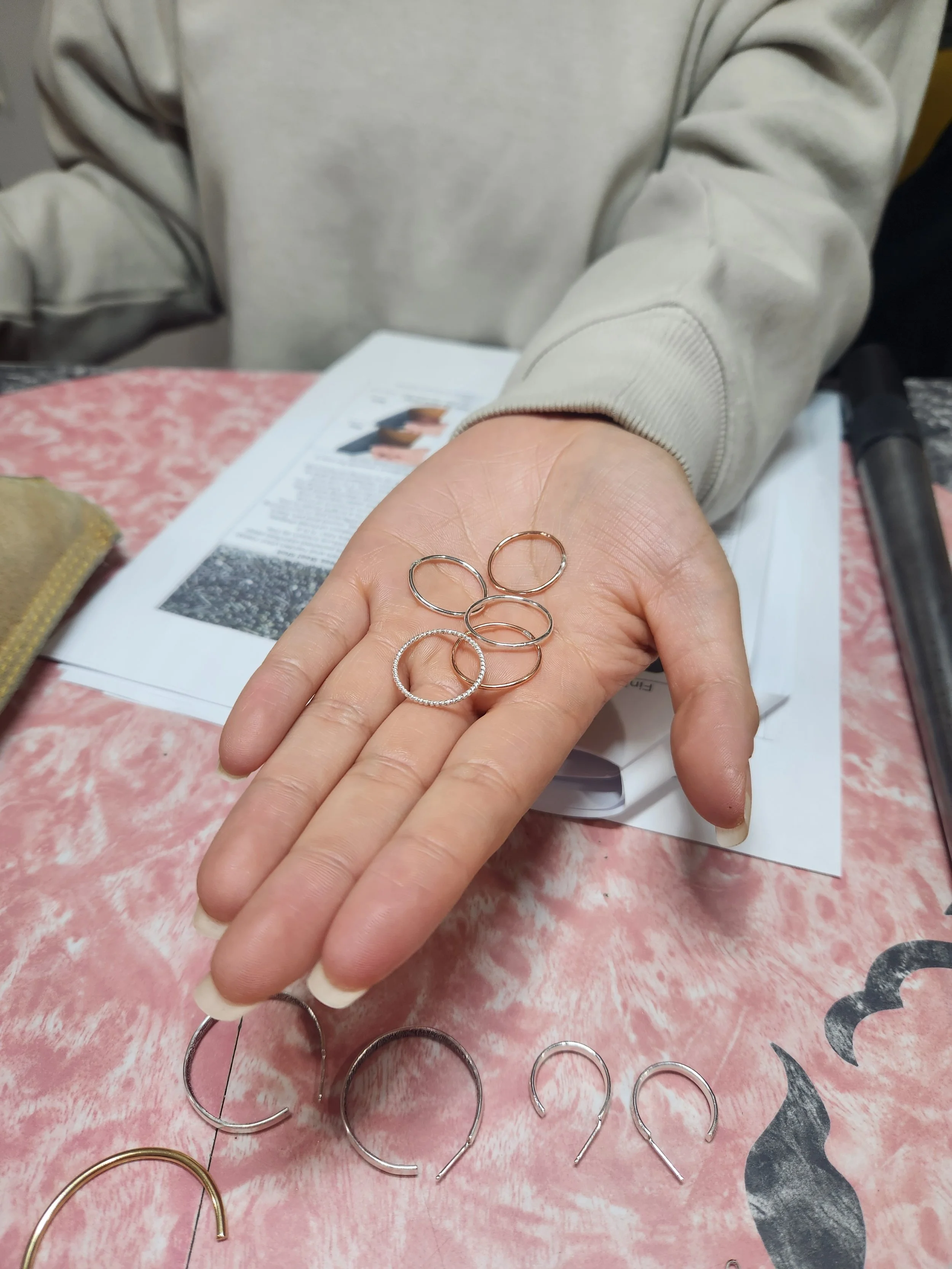 Handmade sterling silver and copper rings