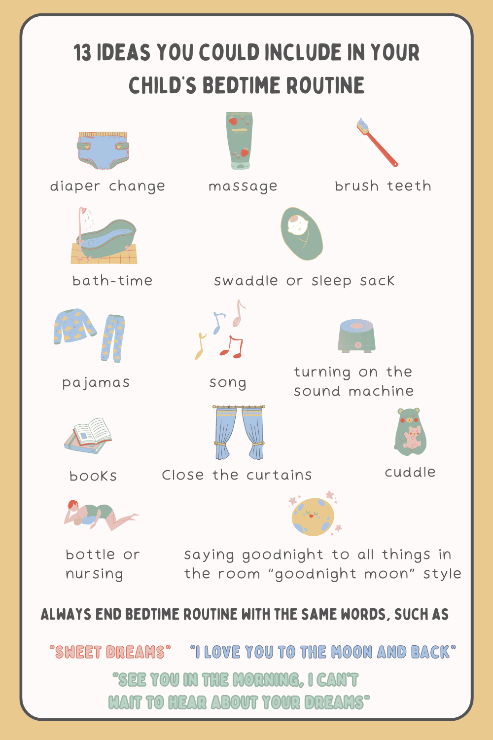 Tips for creating a bedtime and naptime routine for your child.