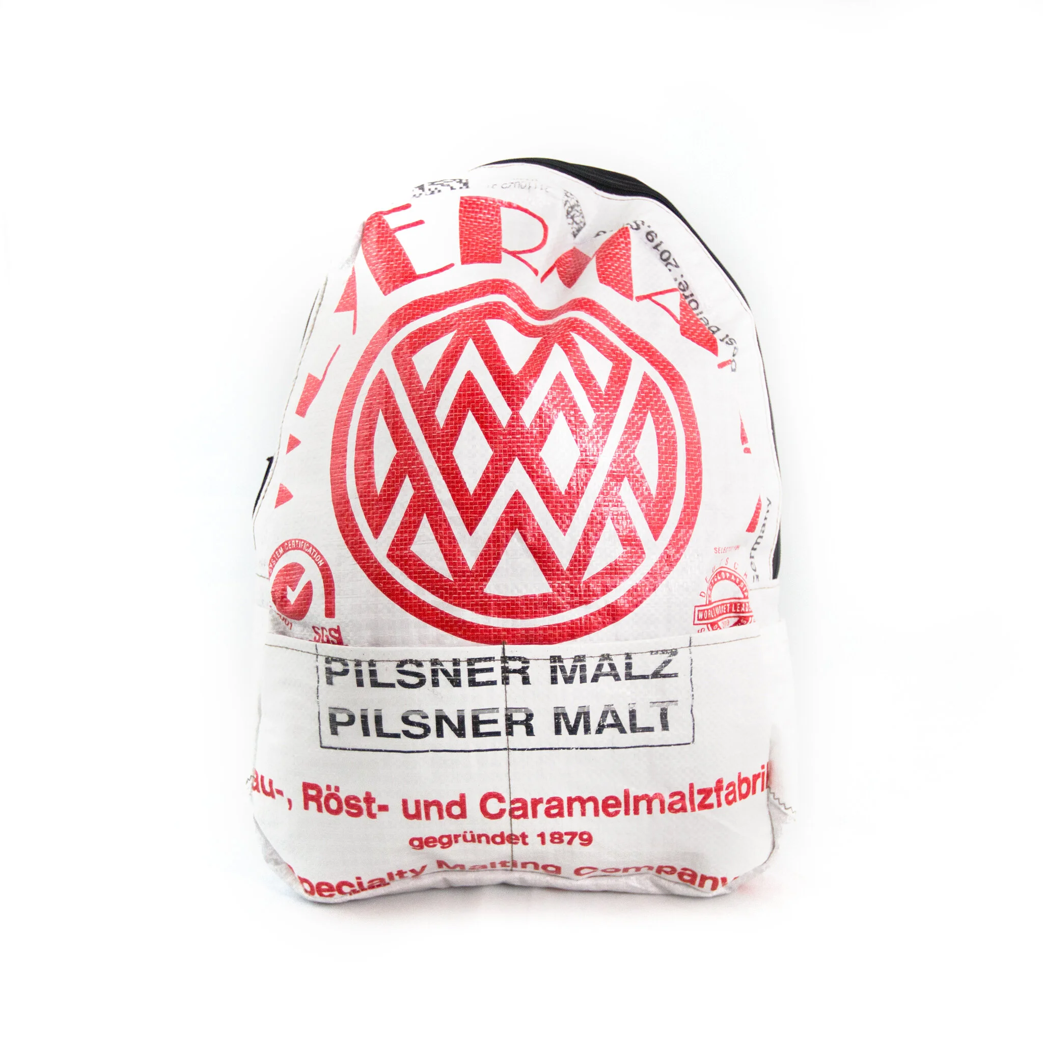 upcycled, sustainable fashion, hand-crafted, malt bag, billboard, banner, made in san diego, eco-friendly, repurposed, weyermann