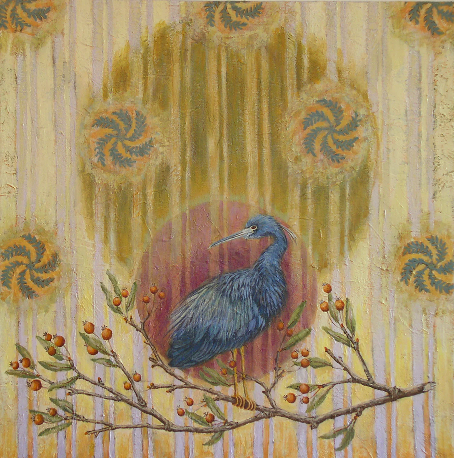 Shadbush Hollow Heron, acrylic on panel, 24" x 24", $2,000.