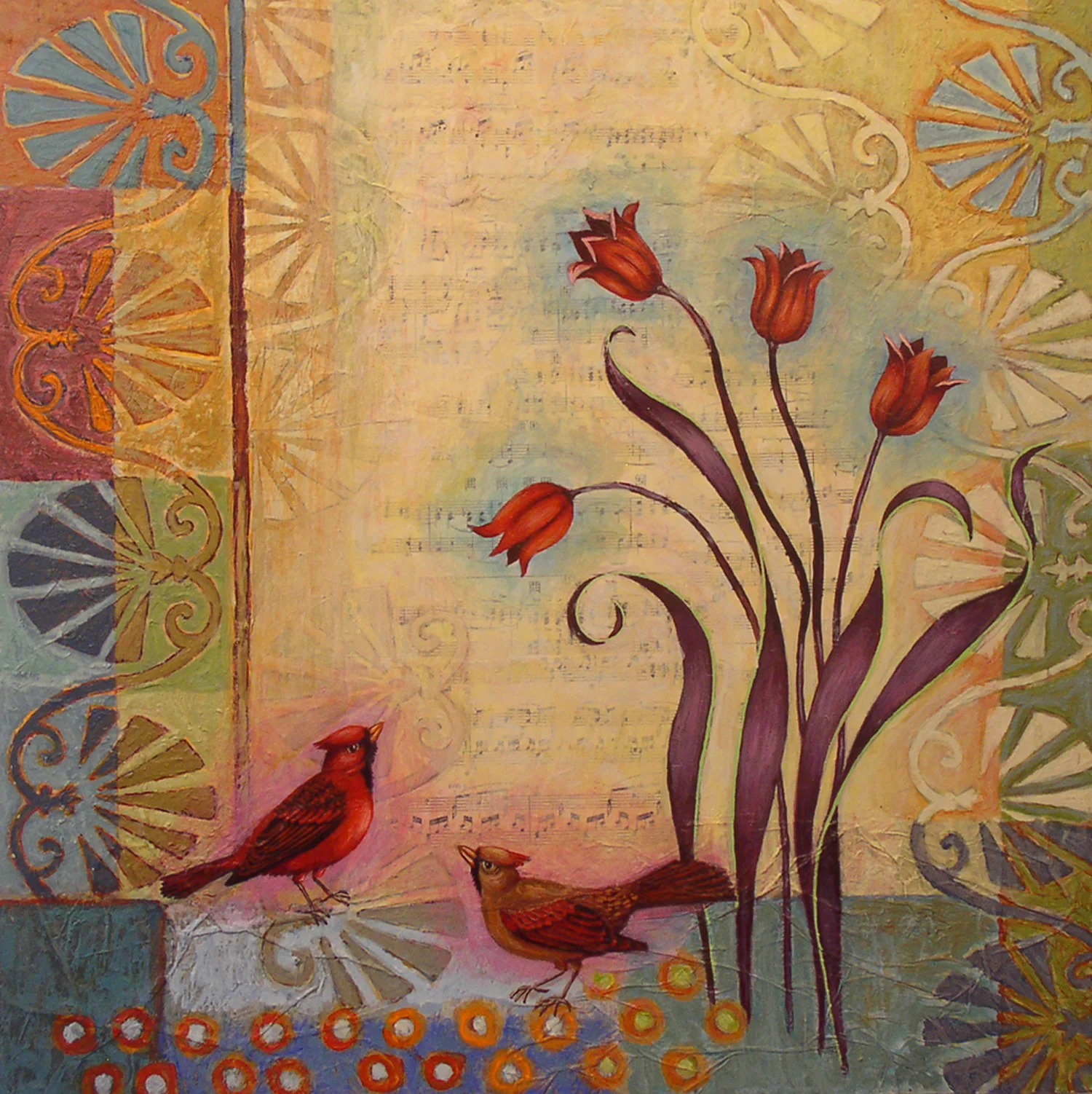 Sandy Pond Flowers, acrylic on panel, 24" x 24", SOLD