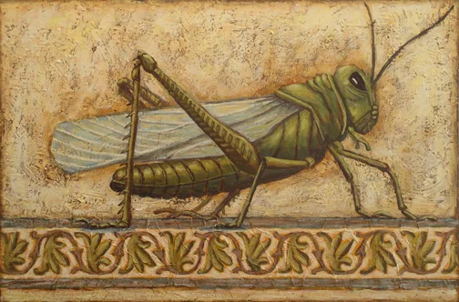 Grasshopper #2, acrylic on canvas, 20" x 30", $1,800.