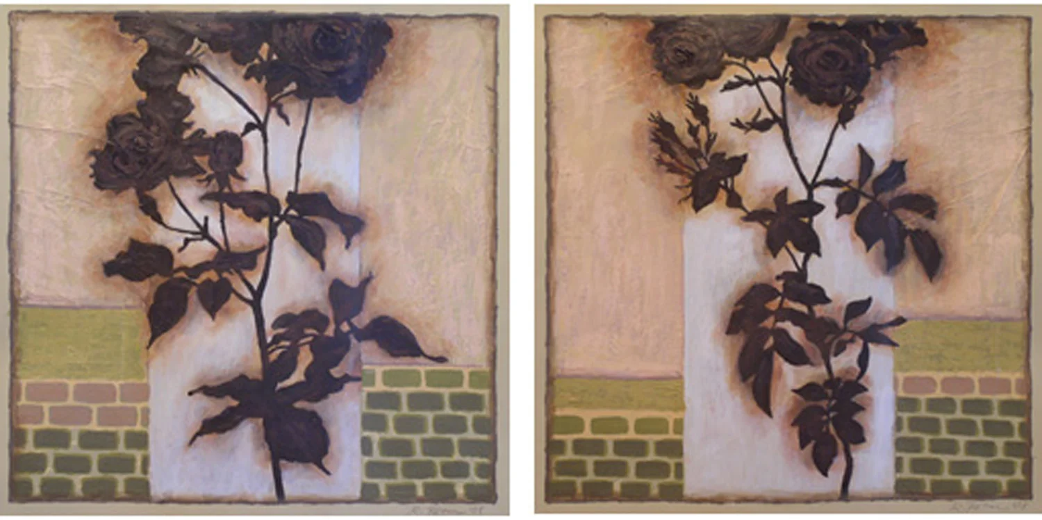 Brown Rose #5, #6, acrylic on paper, 16" x 16" each, $1,000. each